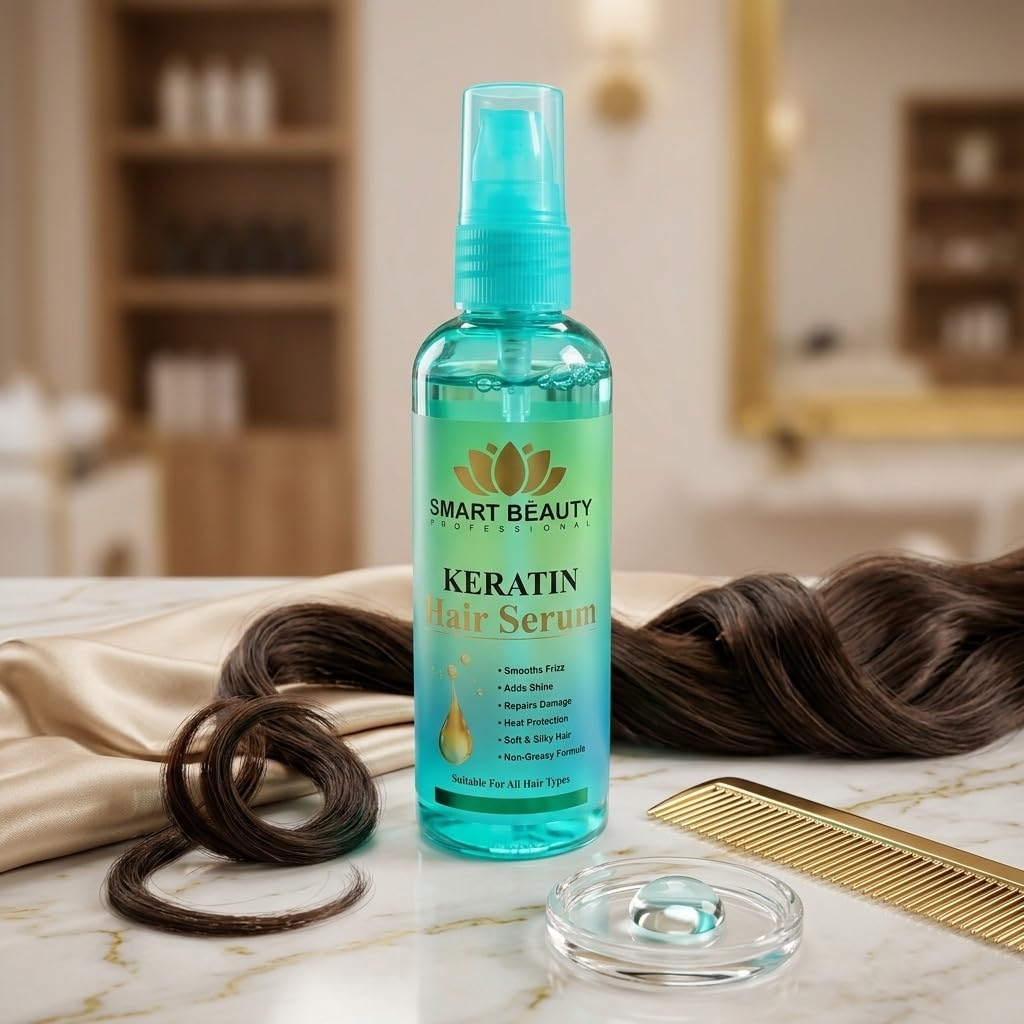 Smart Beauty Professional Keratin Hair Serum Spray for Frizzy, Dry & Damaged Hair | Smooth & Silky Finish | Heat Protection | Anti-Frizz Hair Shine Serum | Non-Greasy Formula | Suitable for All Hair Types | 100ml-image-15