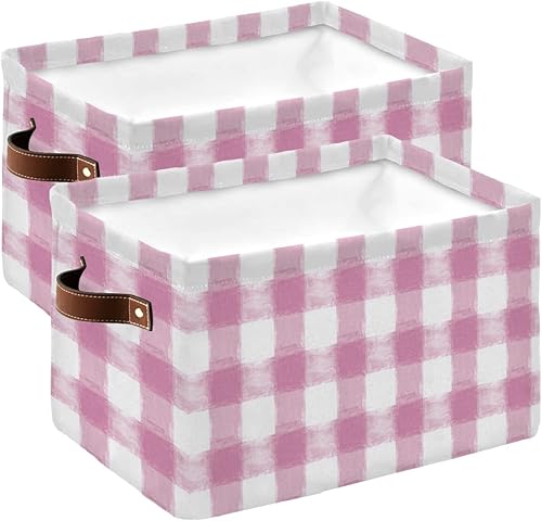 Idyllic Country Farmhouse Storage Bins for Organizing, Decorative Large Closet Organizers with Handles Cubes - 2 Pack Fabric Baskets for Shelves,