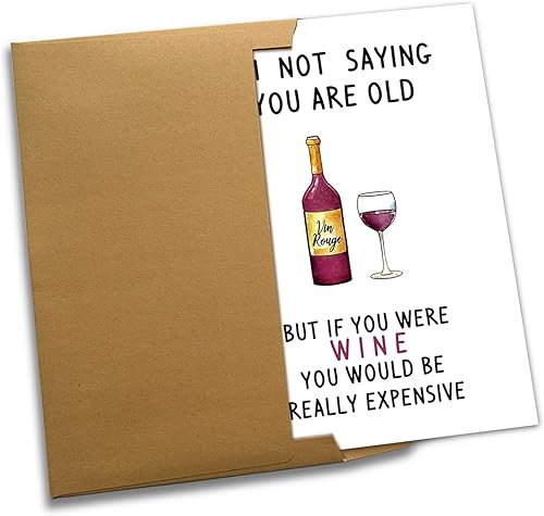 Miniatura 5 de Divertida tarjeta de cumpleaños de vino para hombres y mujeres, feliz 30, 40, 50, 60 y 70 cumpleaños para marido, novio, esposa, tarjeta de