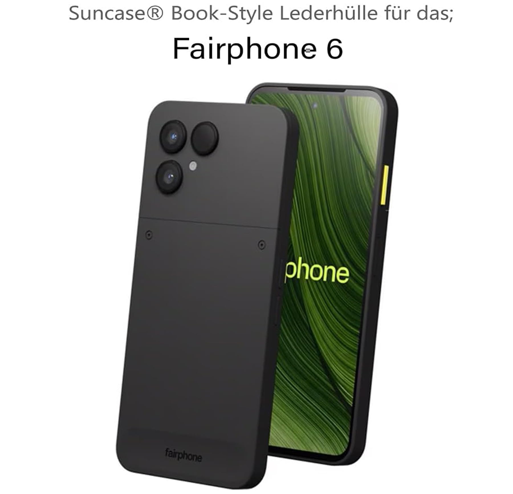 Suncase Book-Style Hülle kompatibel mit Fairphone 6 5G Leder Tasche (Slim-Fit) Lederhülle Handytasche Schutzhülle Case mit 3 Kartenfächer in schwarz