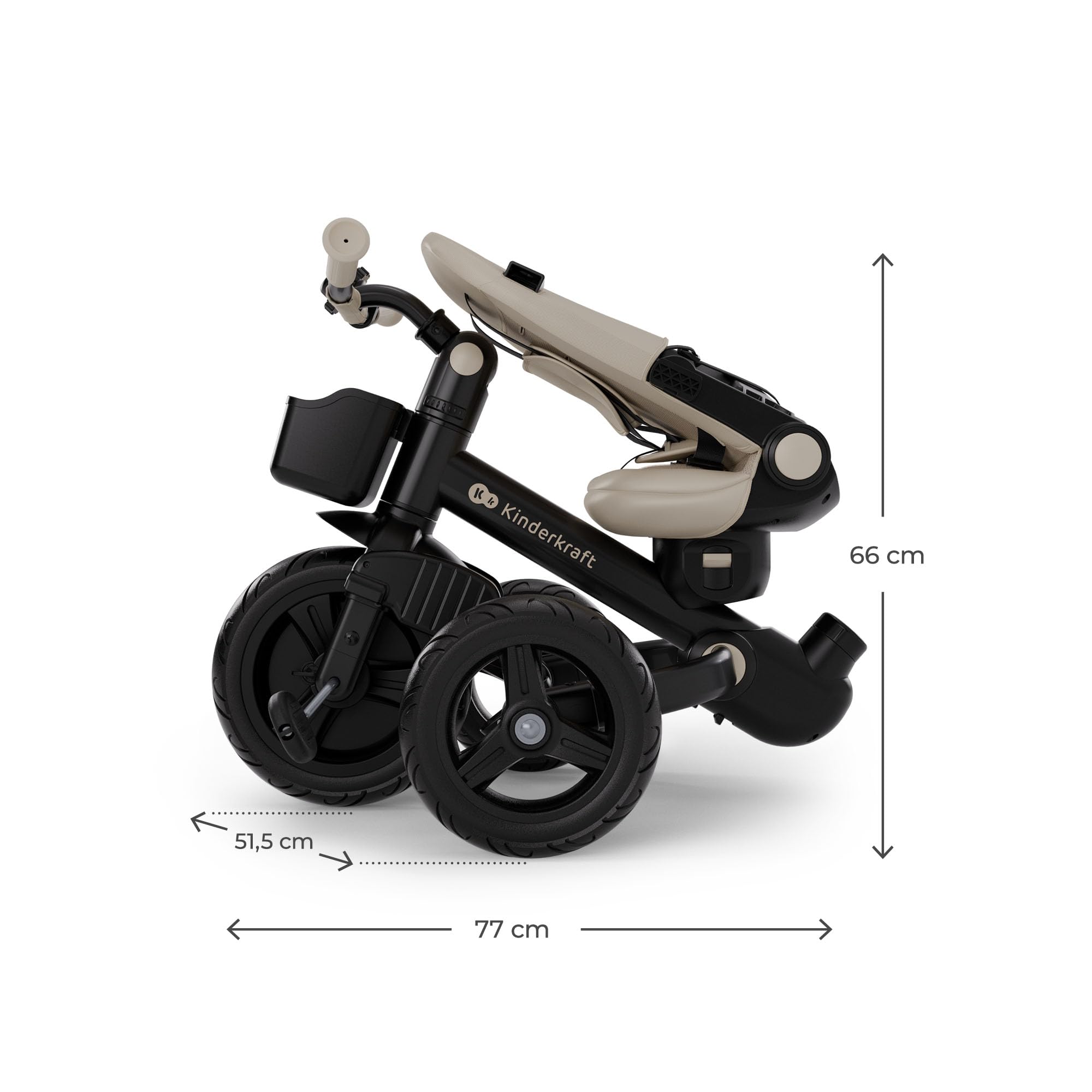 Kinderkraft Aveo 2 PRO Dreirad 6 in 1, Click&Twist Sitz drehbar, Liegefunktion beidseitig, Klappbar, Kompakt, UPF50+ Verdeck, Freilauf, Ab 9 Monaten bis 5 Jahre, Beige