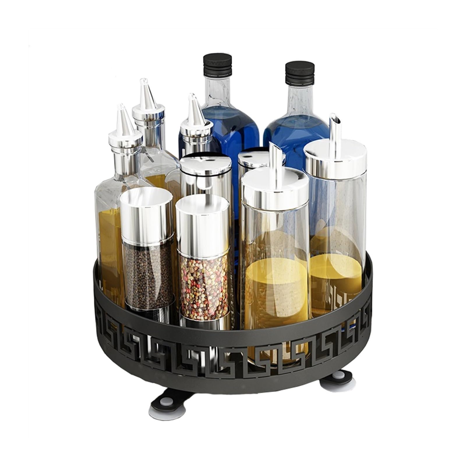 shangguanyun456 Spice Rack Turntable Spice Rack, Metal Rotating Tray Organizer for Cabinet Countertop Cupboard Table in Kitchen or Pantry Storage