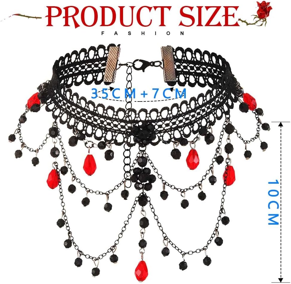 JAKAWIN Black Lace Choker Necklace Gothic Layered Pendant Necklaces for Women - Image 4