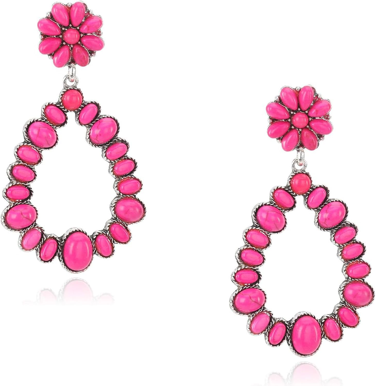 Rustic Couture Western Turquoise Statement Earrings for Women