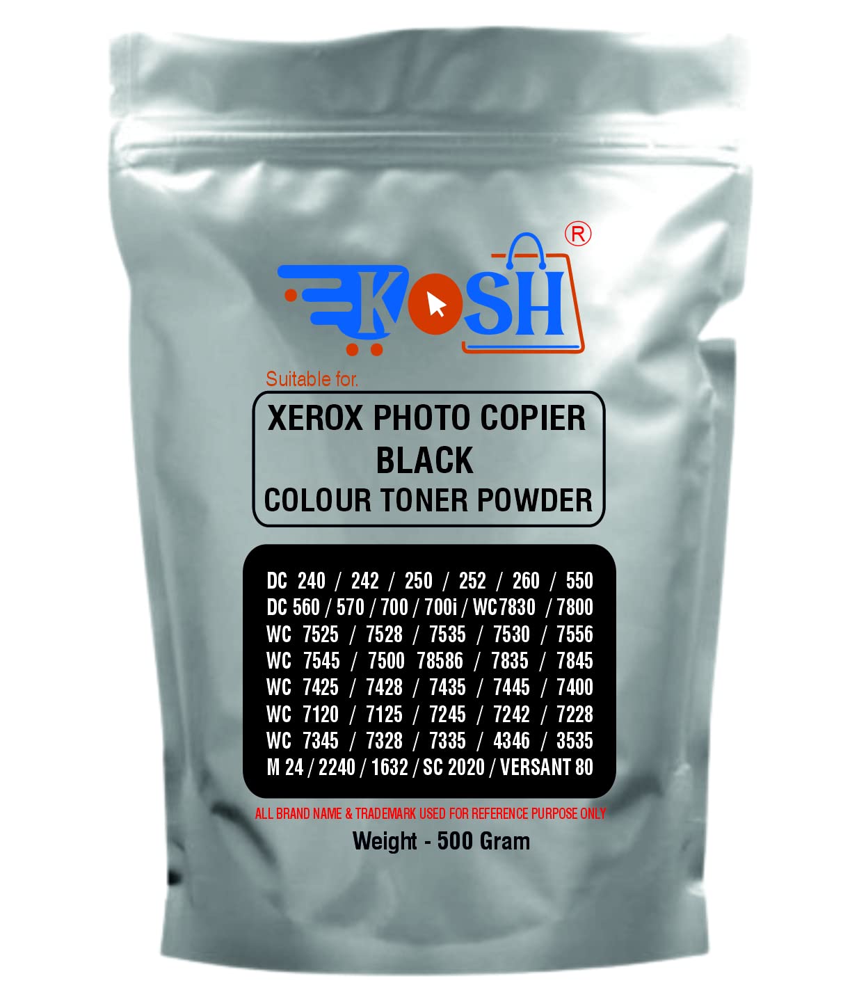 KOSH Ultra Dark Black Toner Powder Compatible for Xerox DC 240 /250 /560 / WC7830/7545 / 7500 /7856 /7845/7400 /7120 /7245/ 7345 / B7035 /C8070 /3535 /M24 /SC2020/ Versant 80 Pack of 1 (500 Gram)