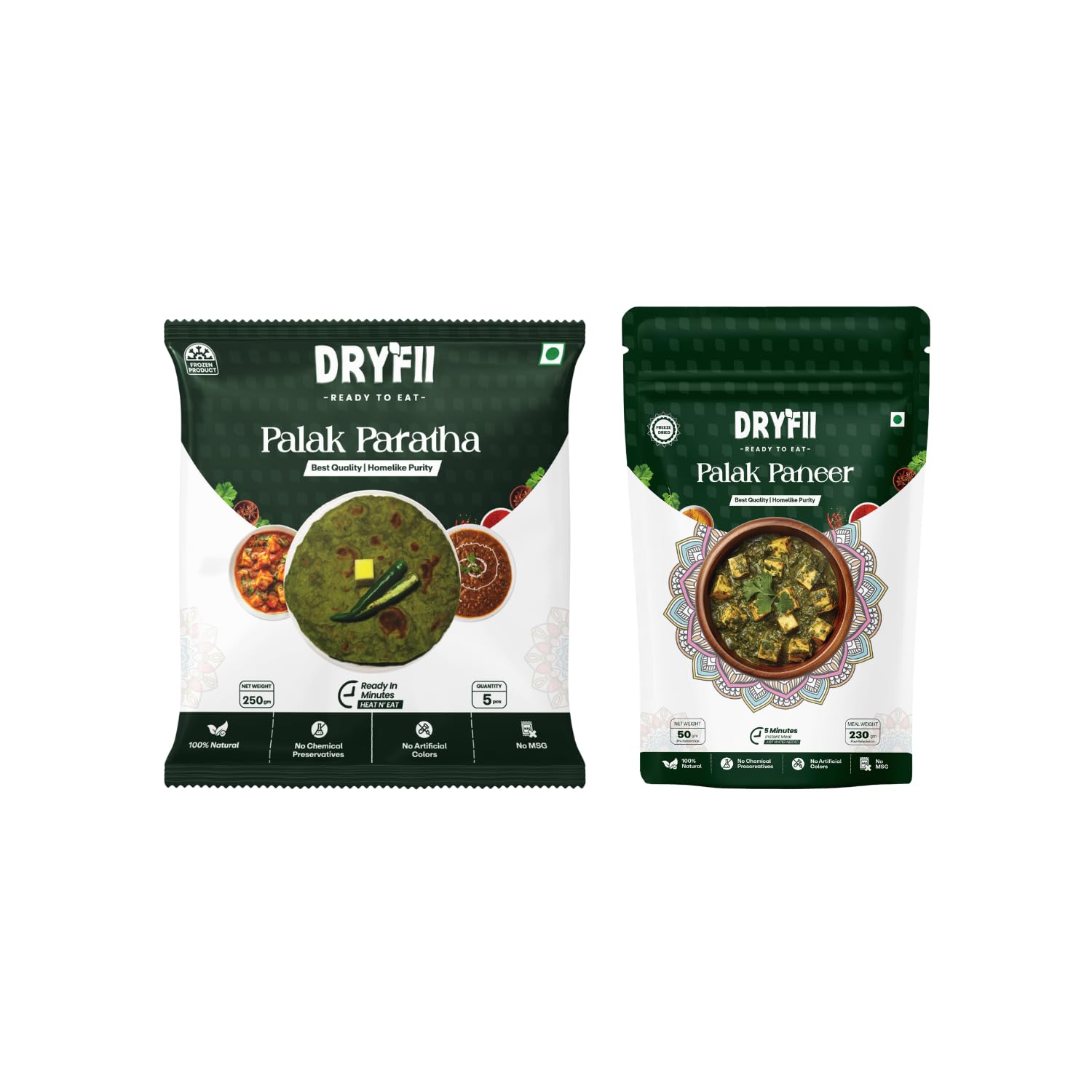 Dryfii Ready-to-Eat Palak Paratha (5 Pcs | 1 Pack) with Palak Paneer | Spinach Rich Healthy Veg Meal | Pure Vegetarian-image-32