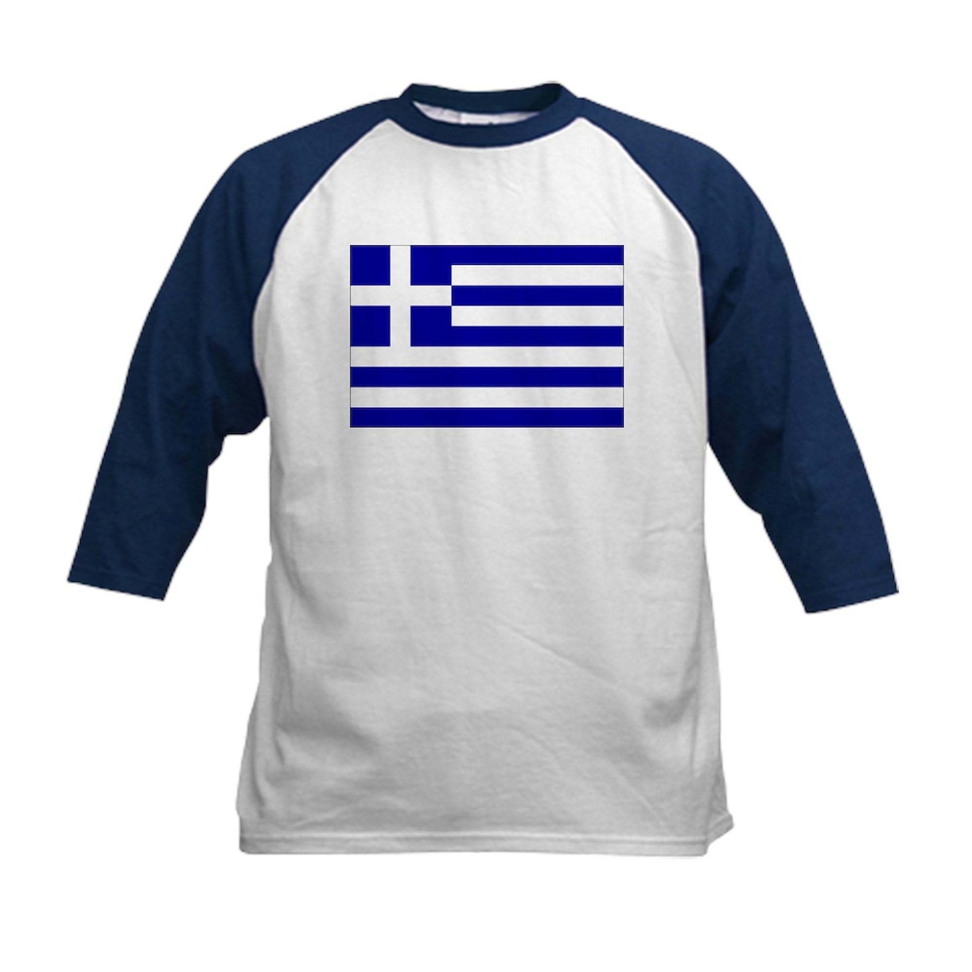 CafePress Greece Flag Kids Baseball Jersey Kids Cotton Baseball Jersey, 3/4 Raglan Sleeve Shirt
