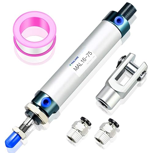 Miniatura 70 de TAILONZ PNEUMATIC Cilindro de aire de carrera de 1.260 in de diámetro de 1.969 in de doble acción con conector en Y y 2 piezas de ajuste de 0.315 in