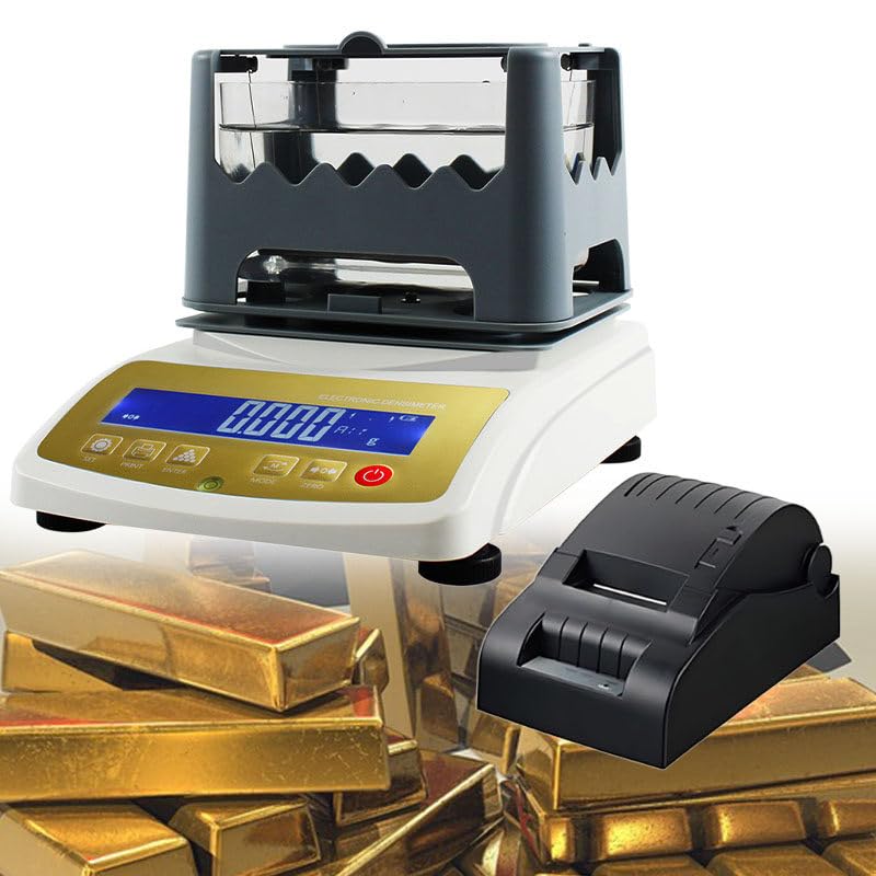 Probador de pureza de oro con impresora de etiquetas para joyería, laboratorio de empeño, pesaje de precisión, 0,001 g