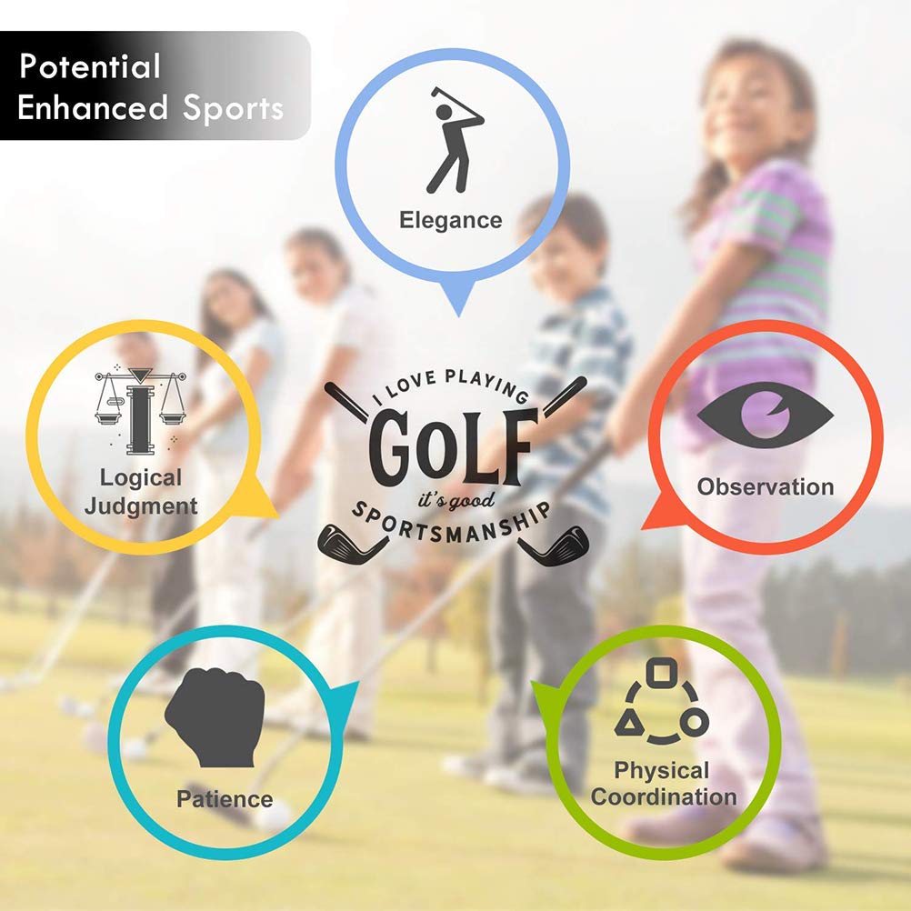 Wakects Set de Golf para Niños, 10 Piezas de Plástico Palos Pelotas Tees