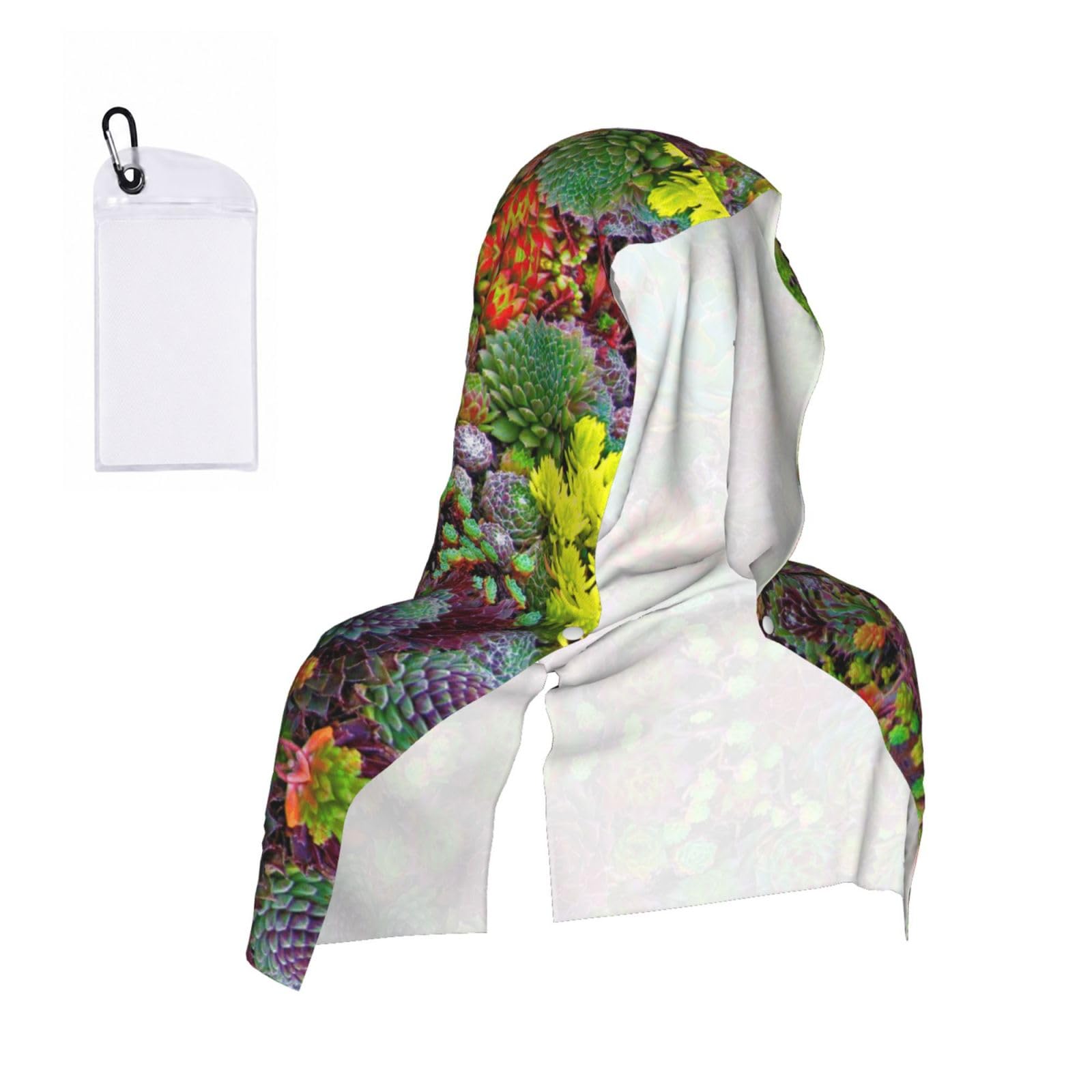 ESNAIUVCD Succulent Print Multifunctional Cooling Hoodie Bandana Portable Sweat Absorbing Design For Beach Workouts Exercise Heat Relief Accessories