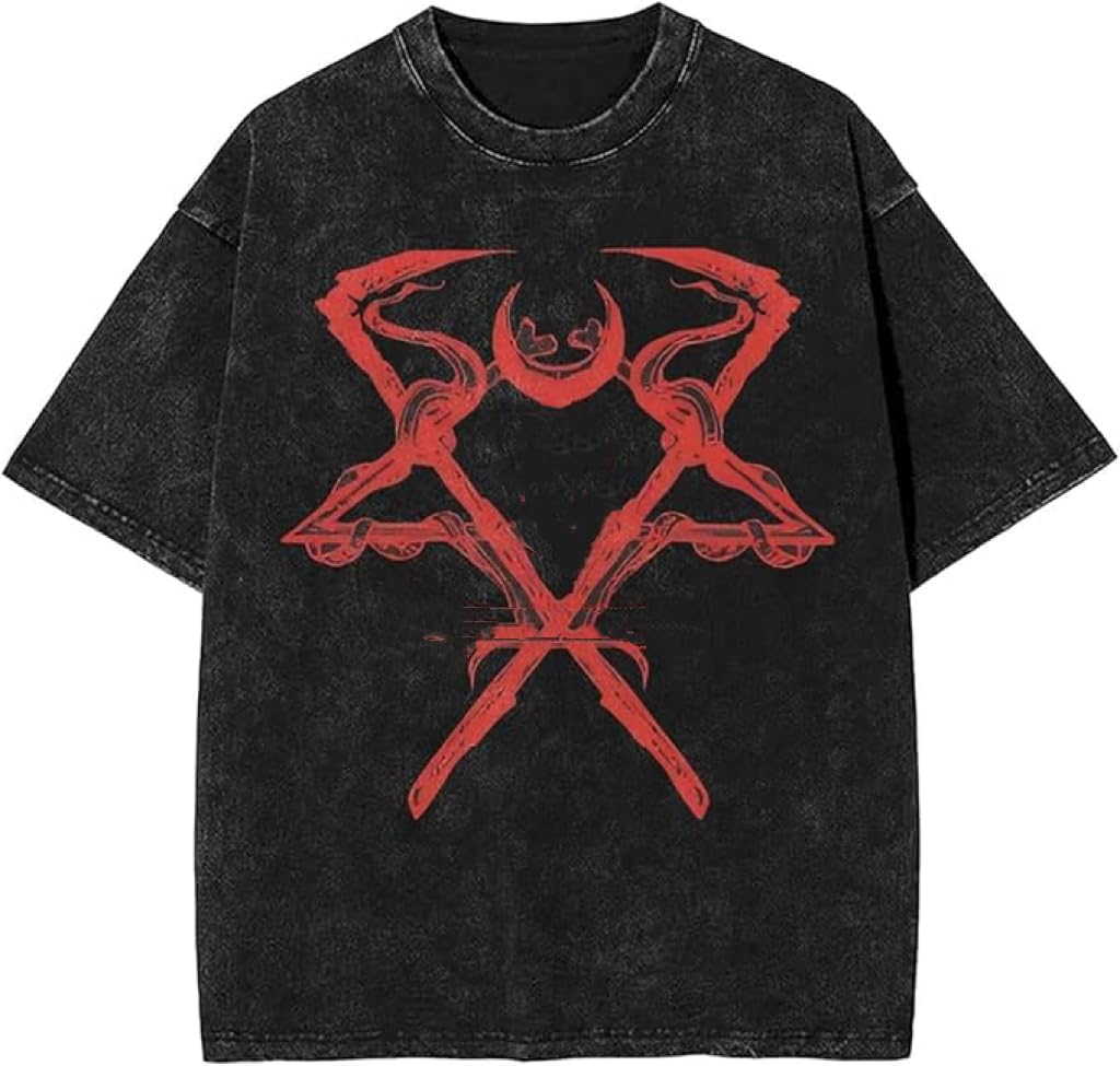 Y2K Tops Men's 90s Vintage Berserk Anime Graphic Shirts Summer Casual Tee Streetwear Harajuku Top Tshirt