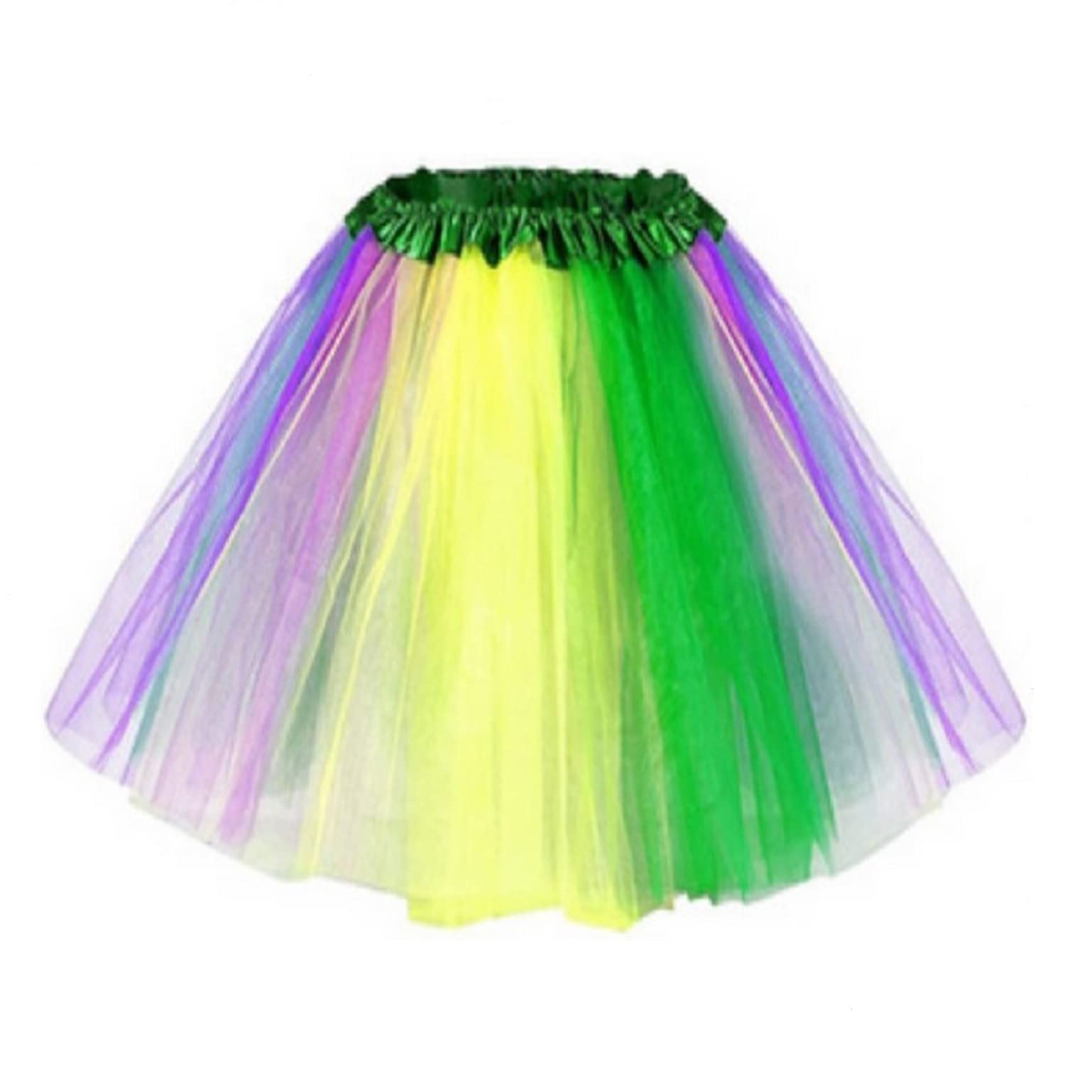 Mardi Gras Colorful Ballerina Girls Dress-Up Princess Costume Recital Tutu for women,Kids, Green, ZHW-2112505