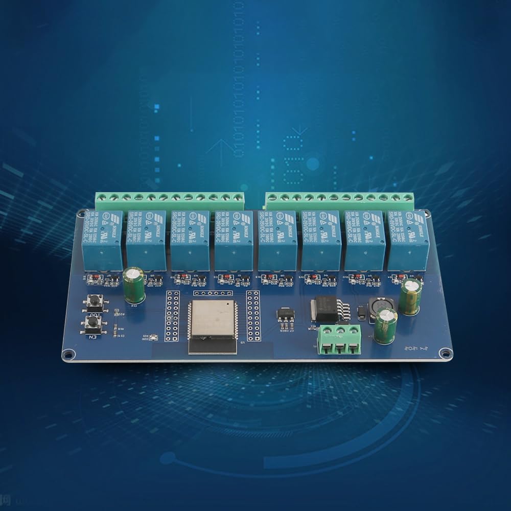 Module de Relais 8 canaux DC5-30 V Carte de développement secondaire ESP32 Bouton programmable, Bouton de réinitialisation Relais de Puissance