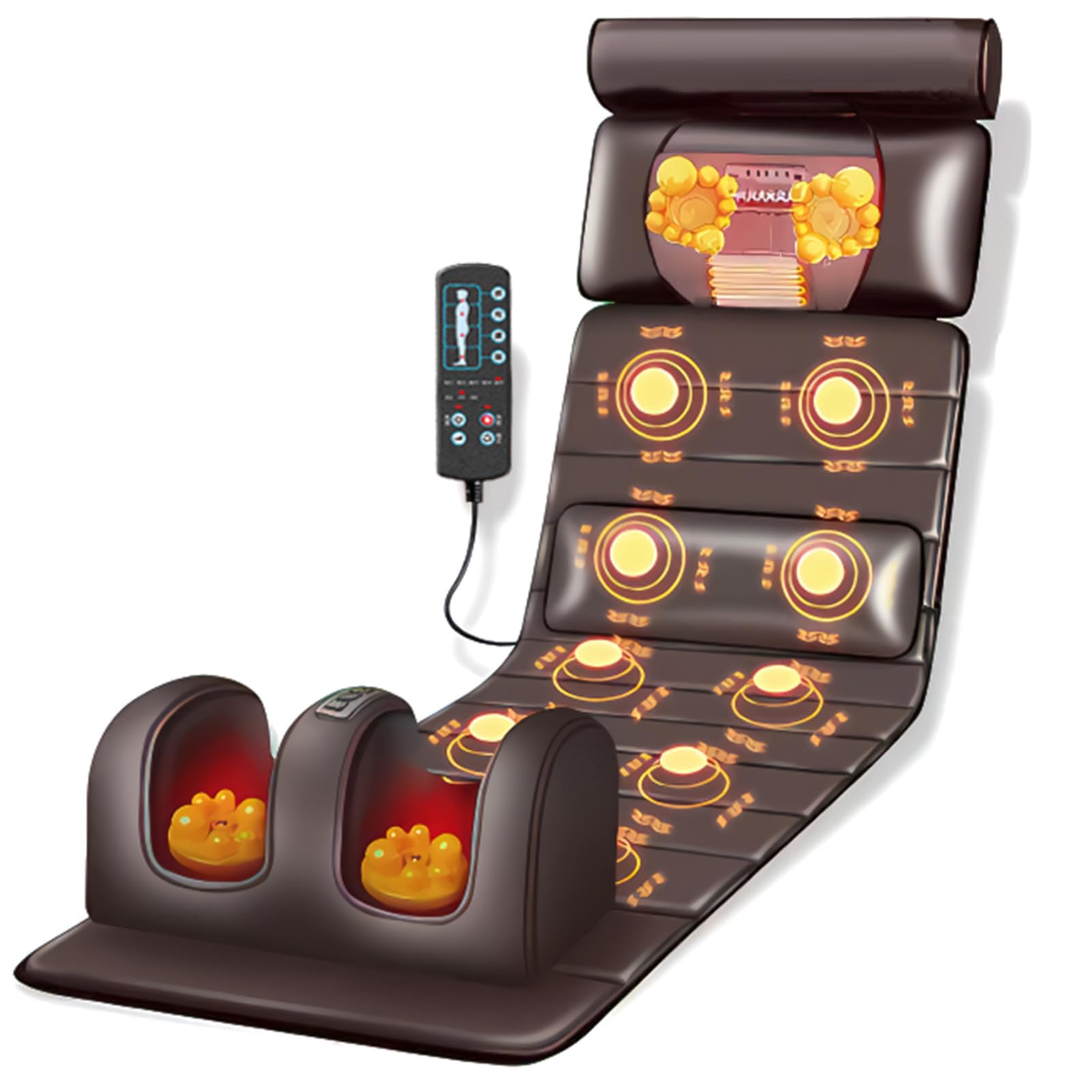 vibration massage mat,full body vibrating heating massage pad,10 vibration motors,3 strength adjustments, with detachable neck massage headrest and multifunctional leg,foot massagers,for home office