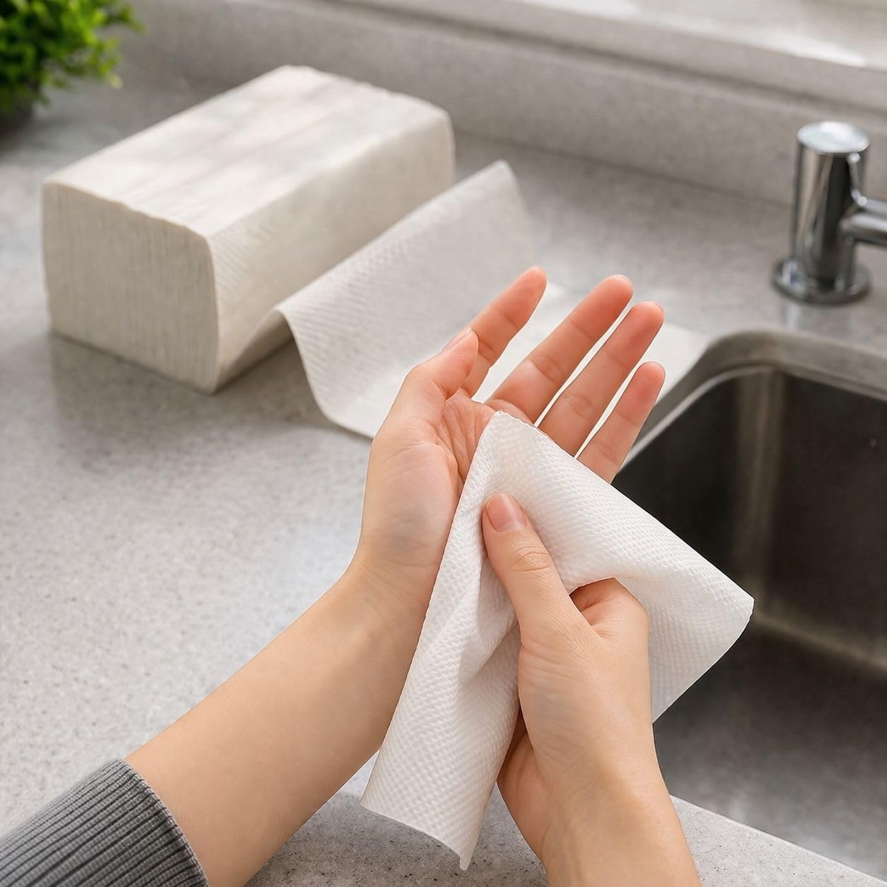 M Fold Tissue Paper Napkins Box | Soft & Absorbent Hand Towels | Disposable Interfold Tissue for Kitchen, Office, Washroom & Commercial Use (Pack of 4)-image-30