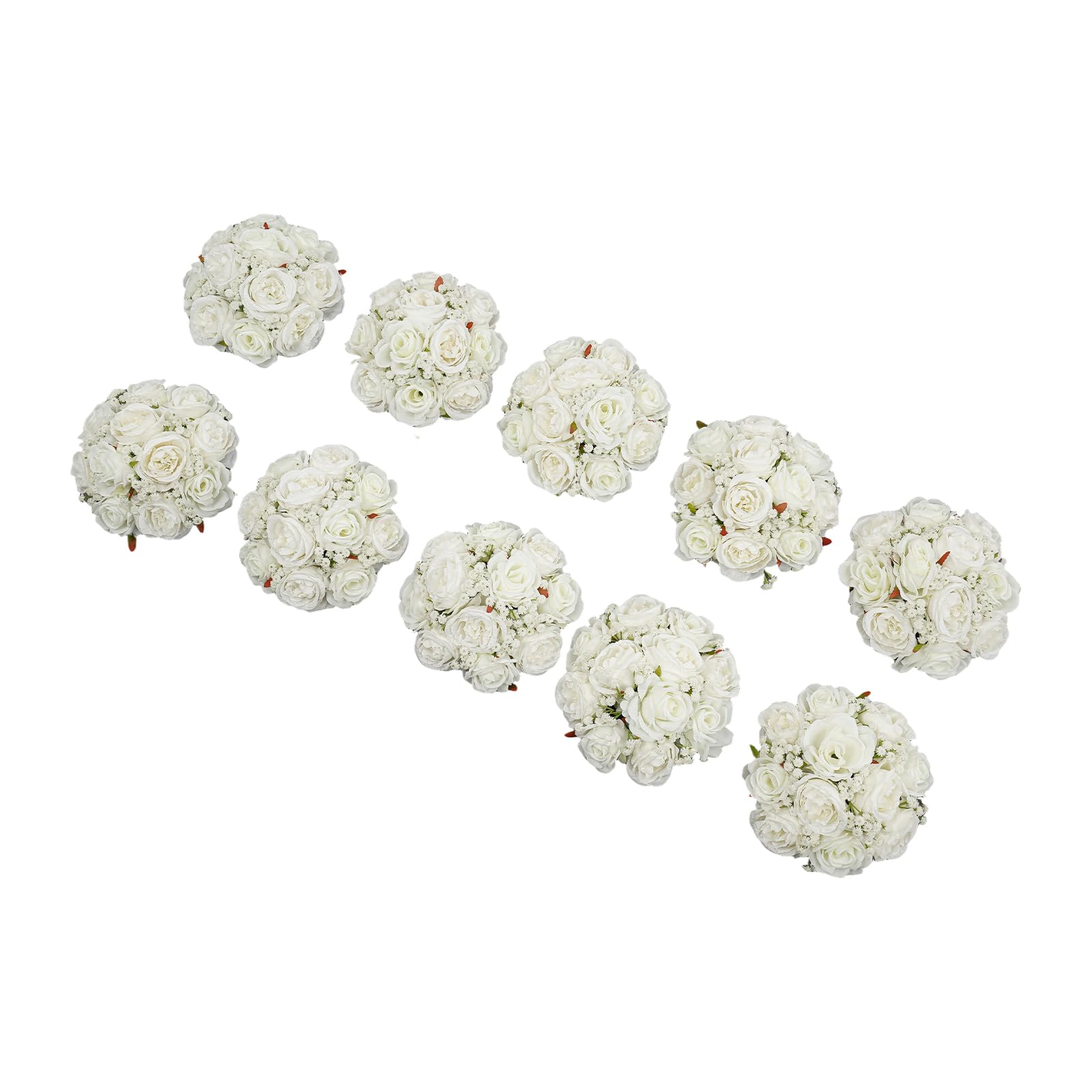 Künstliche Blumenbälle 10 er-Set Künstliche Blumen für Hochzeitsdeko | Weiß Seiden Blumenkugeln Jede (D x H) 24 x 10cm, für Tischdeko, Mittelstücke, Partys, Geburtstags, Wohnkultur