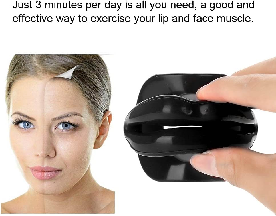 Semme Face Slim Exerciser Muscle Lips Trainer Tightener, Reduce Wrinkles, Tighten Sagging Skin, Exercise Lip and Face Muscles, Simple and Convenient to Use (Black)