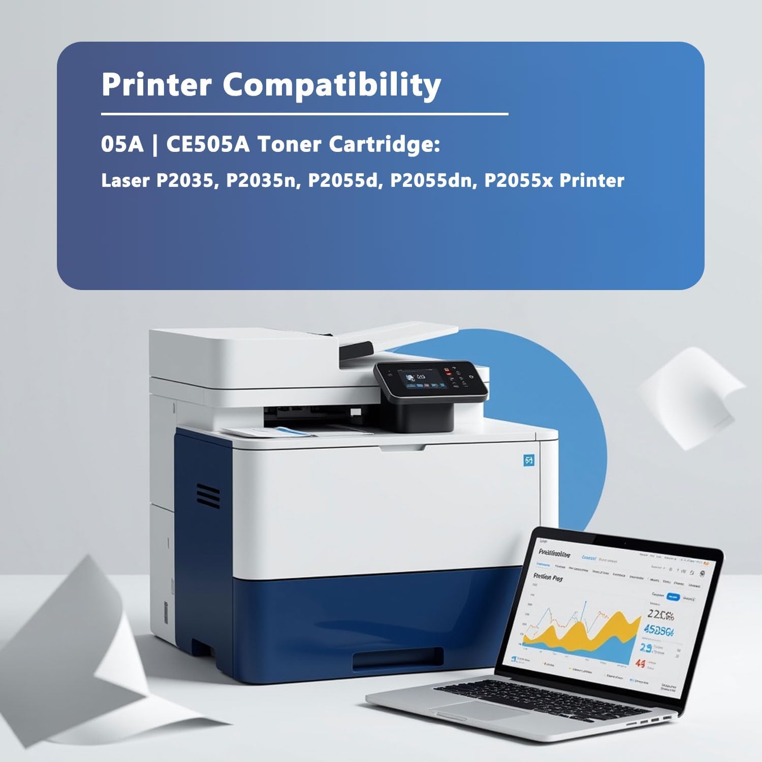 05A CE505A Toner Cartridge 2-Pack Compatible Replacement for HP 05A CE505D Toner Cartridge Laser Enterprise P2035n, P2055d, P2055dn, P2055x P2035, P2055 Series, CE505D Toner