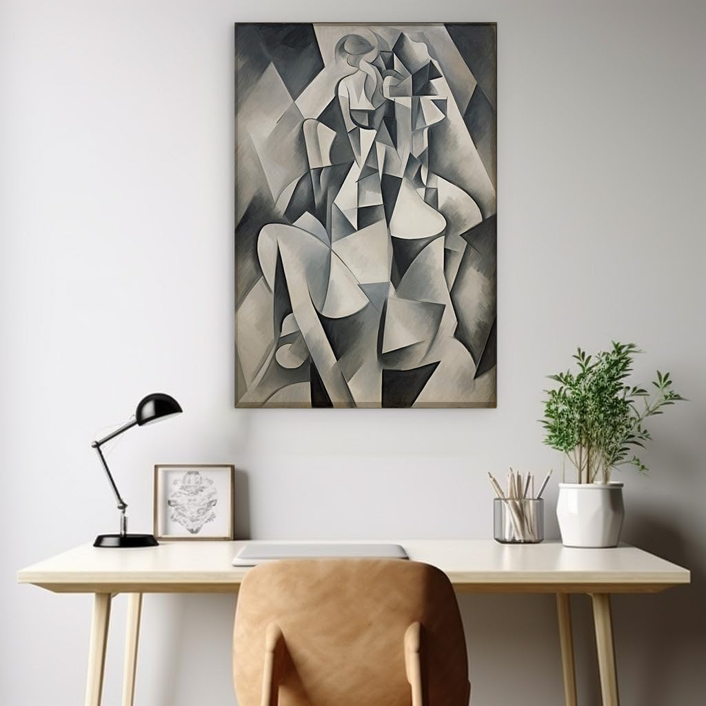 Canvas for Living room. Shattered Reality: Exploring the Cold Geometric Abstraction in Albert Gleizes' 1912 Masterpiece, 27 x 18 inch Canvas Wall Art - Contemporary Masterpieces - Modern Home Decor