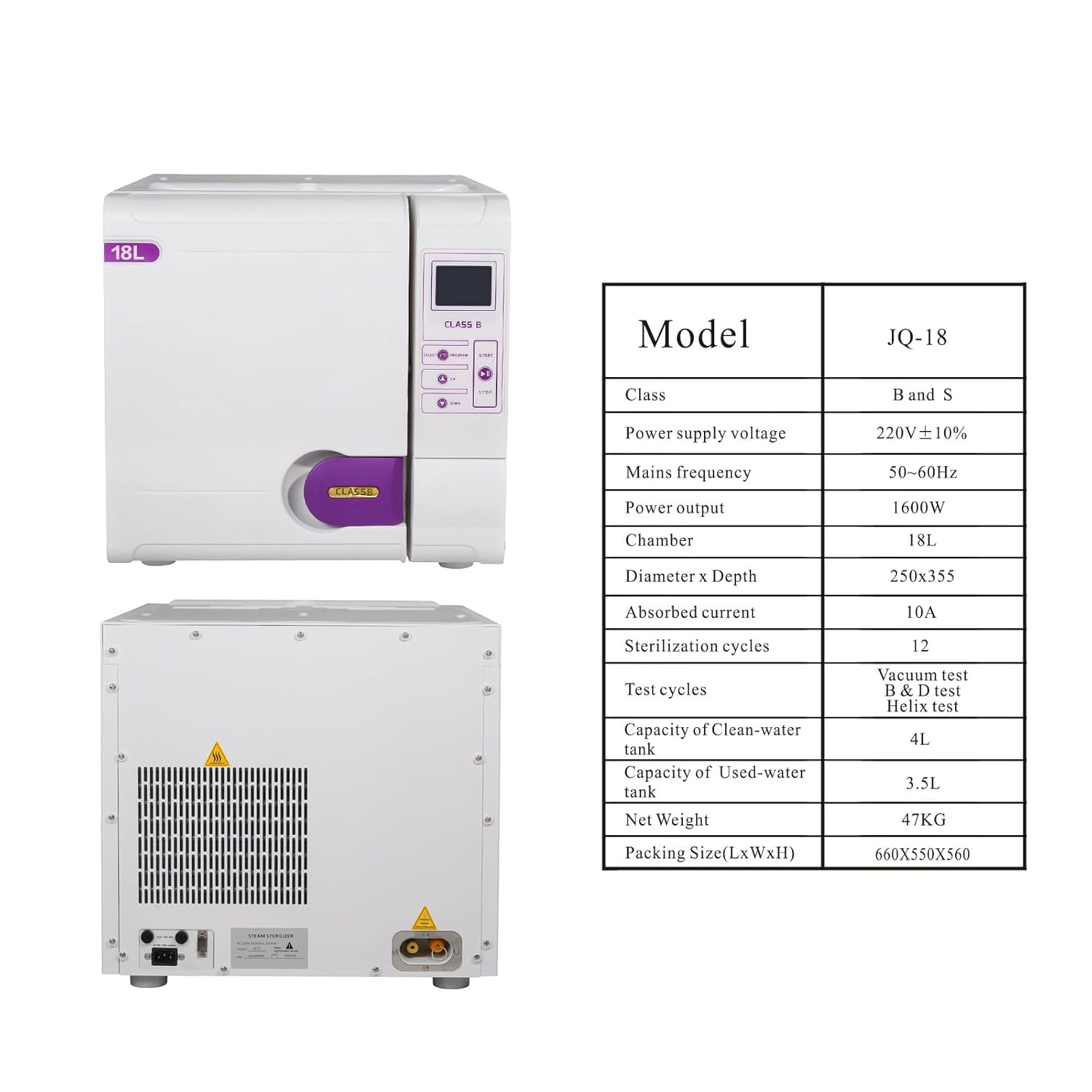 18L/23L LCD Display Lab Dampf Autoklav Sterilisator Klasse B 3 Mal Pre-Vakuum Tischplatte mit Vakuumtrocknungsfunktion (18L)