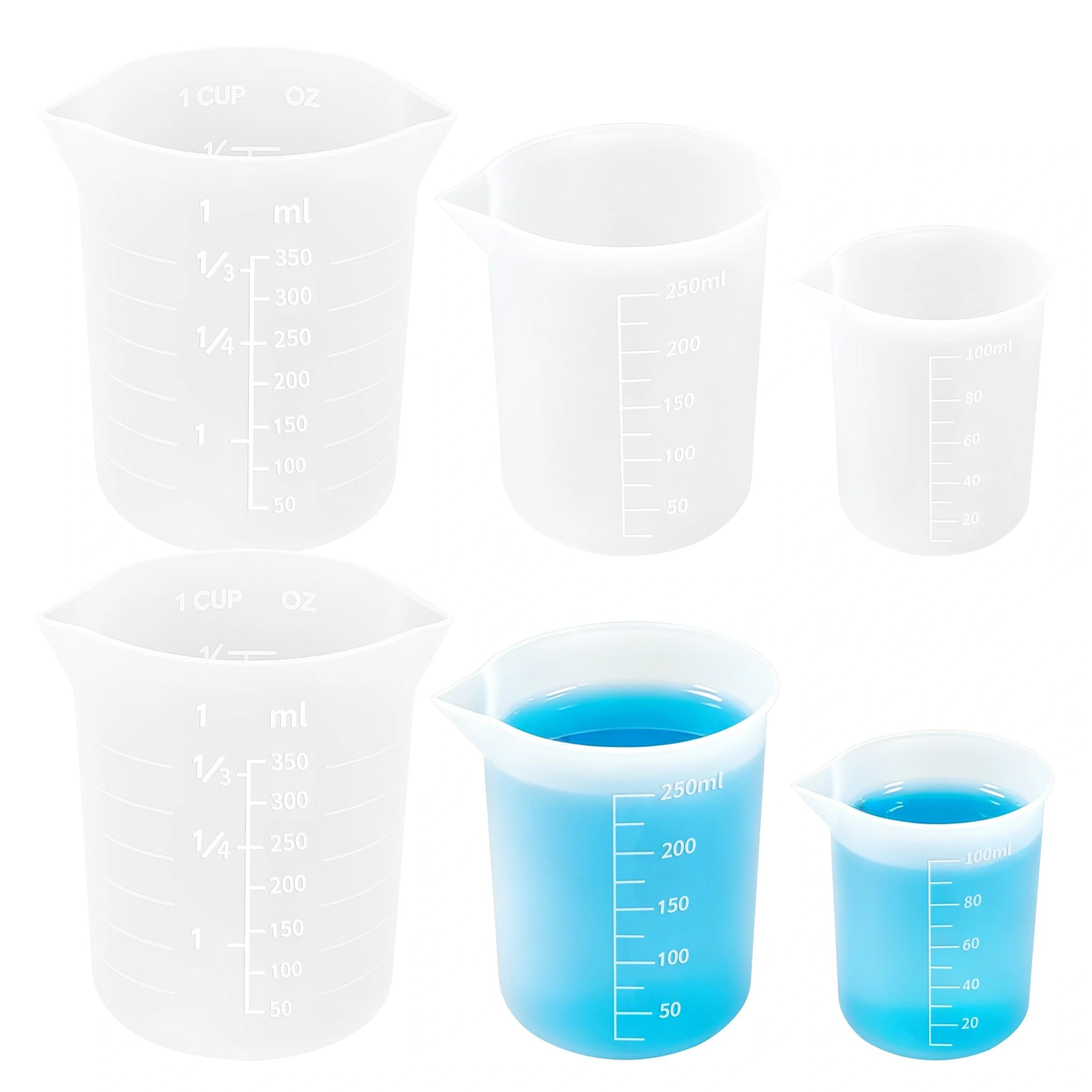 6 Pcs Silicone Measuring Jugs, Reusable and Non-Stick Resin Mixing Cups