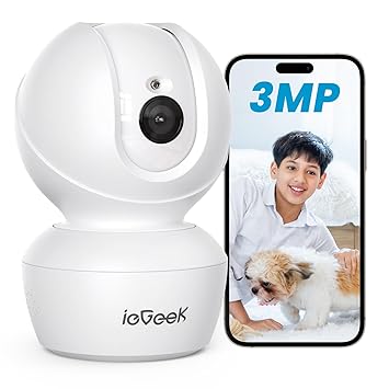 ieGeek 3MP 2K CCTV Camera for Home Indoor, WiFi Security Camera, 360° Pan/Tilt, Two-Way Audio, Motion Tracking, Human Detection, Night Vision, Alexa - image, photos