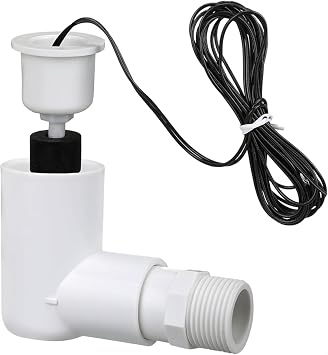 T-Type Flow Switch Sensor with 3/4 Thread Adaptor and 6ft Wire, PP Construction Compatible with SS2/SS3 HVAC Drain Pans for Residential and Commercial Air Conditioning SystemsB