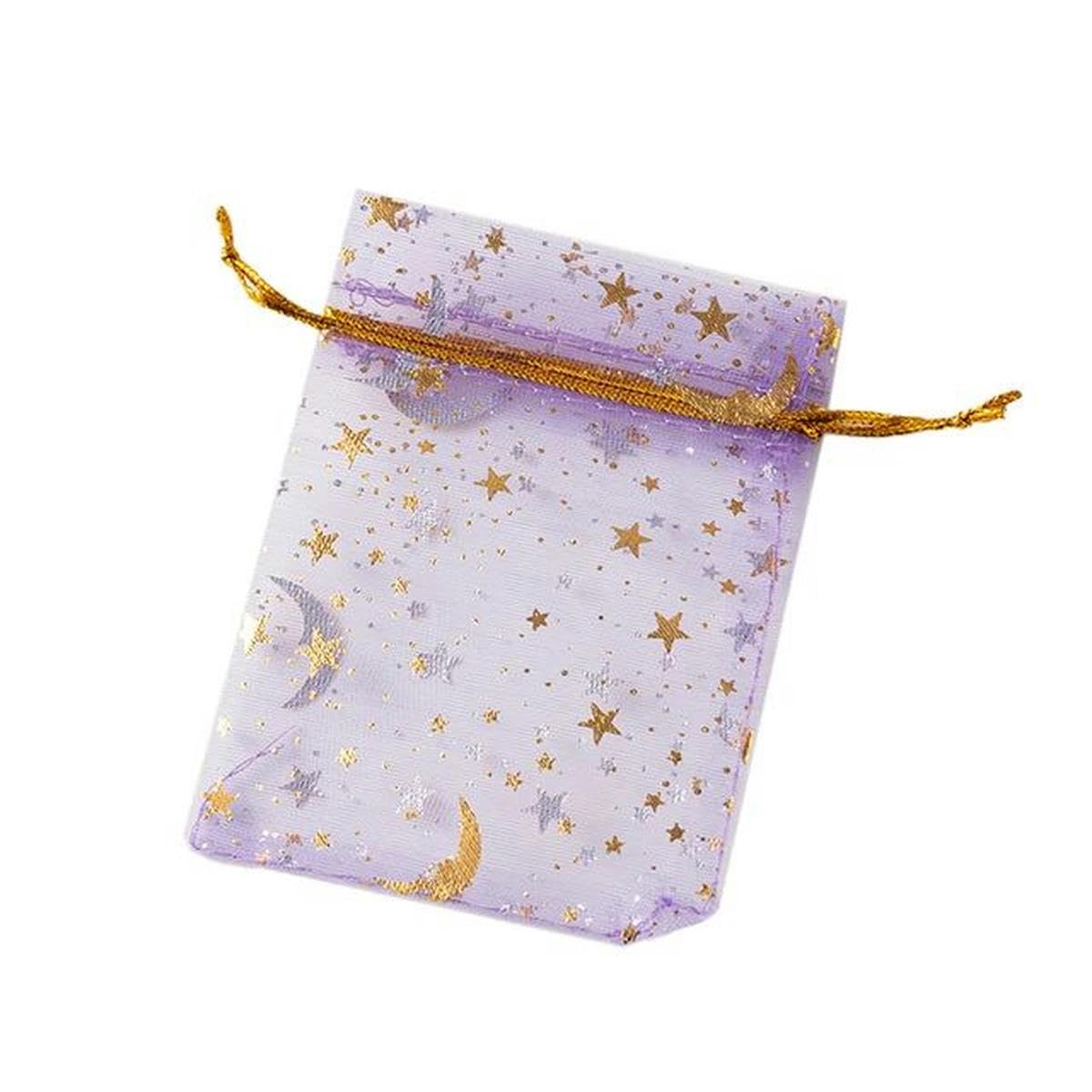 sacs à bonbons， Lot de 50 sachets à bijoux en organza motif lune et étoile, pochettes à cordon for bonbons, for loisirs créatifs, rangement de cadeaux de mariage, fournitures d'emballage for petites e