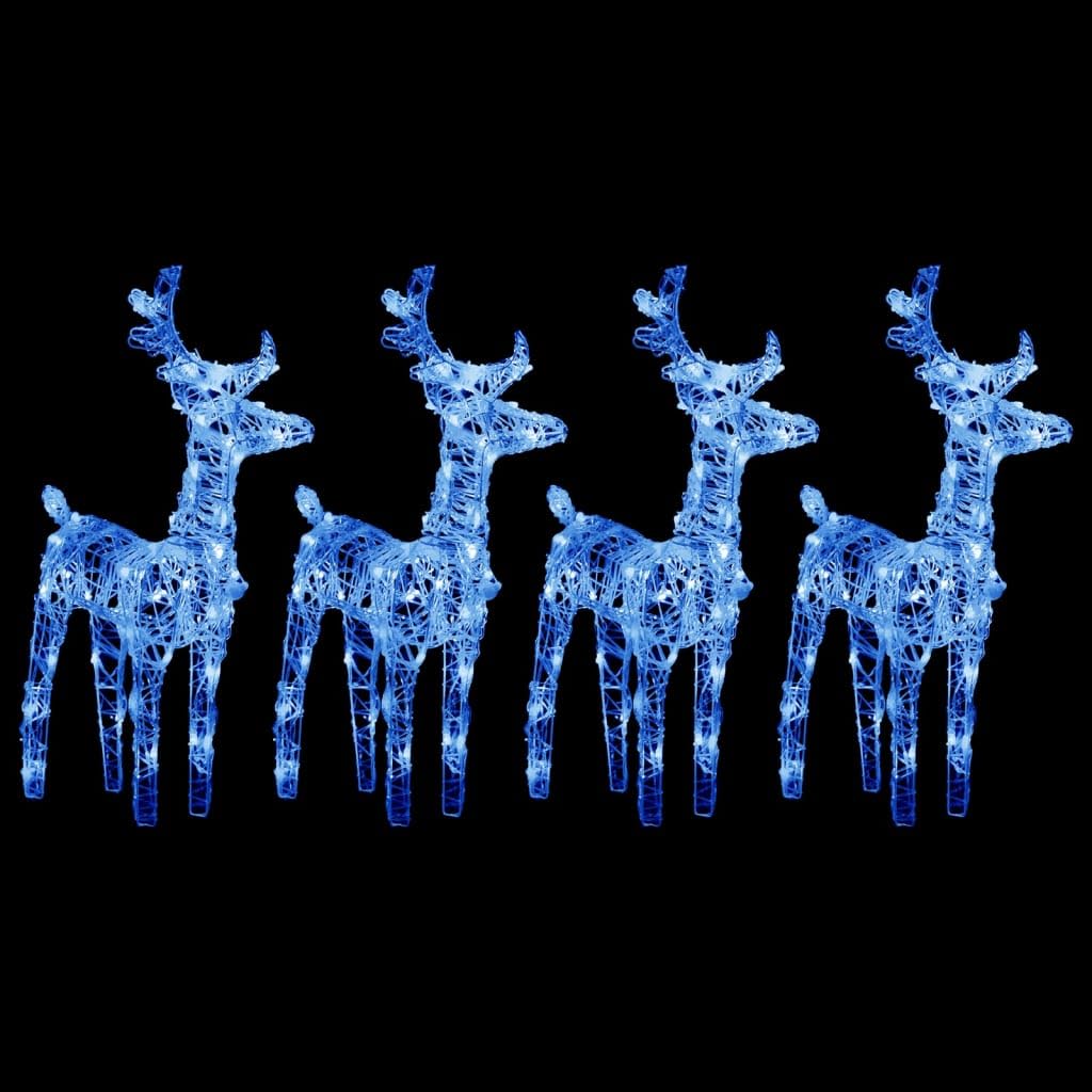 led lichterkette batterie,kleine lichterkette für geschenke,LED-Rentiere 4 Stk. Blau 160 LEDs AcrylGeeignet für Patio, Schlafzimmer, Wohnzimmer, Weihnachten