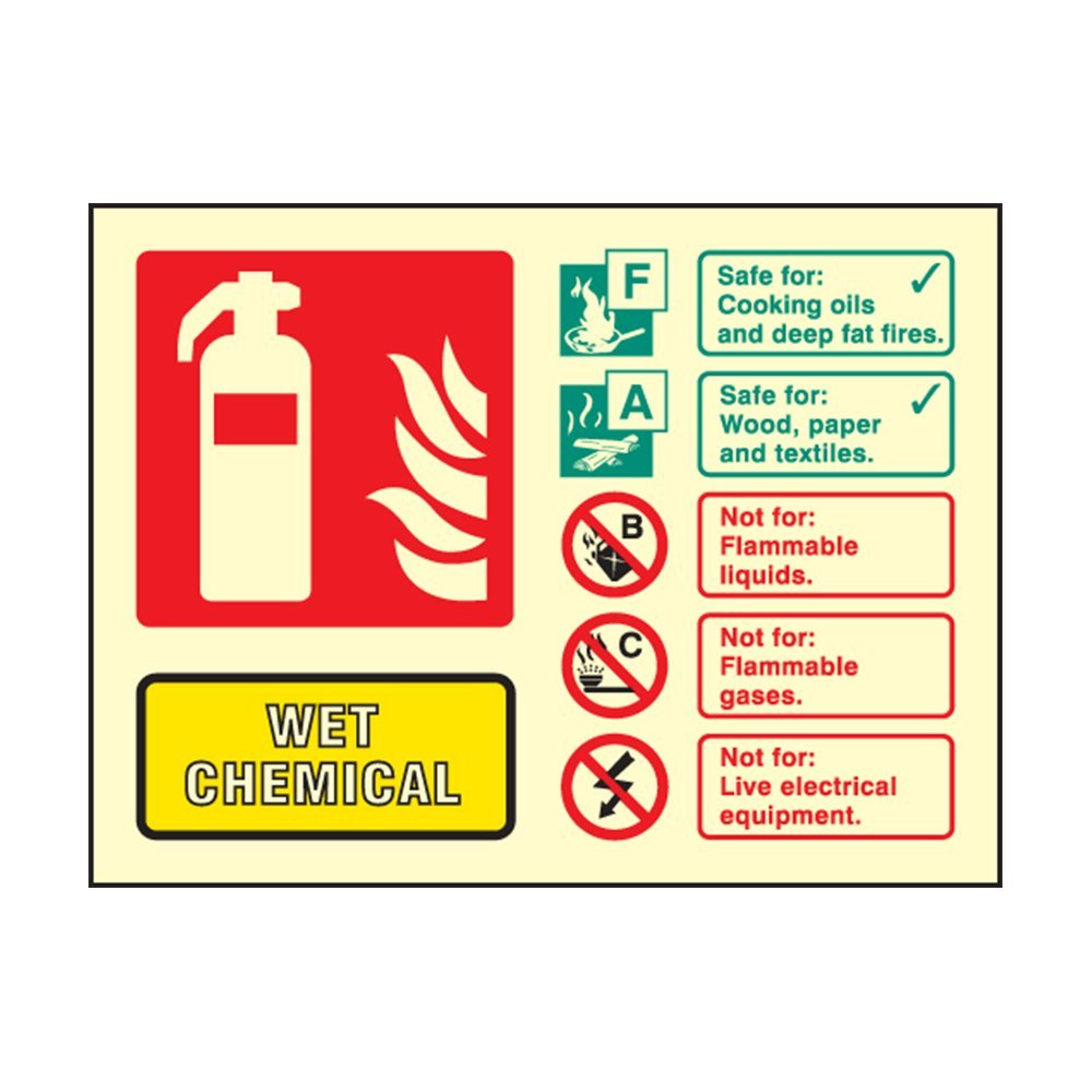 Fireshield Dark Photoluminescent Wet Chemical Fire Extinguisher Id Sign - 100Mm X 150Mm