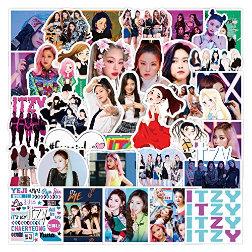 ITZY Kpop Stickers Pack for Laptop 50pcs Teens Cool Singer Trendy Decals for Water Bottles Phone Notebook Computer Bike Skateboard Guitar Waterproof