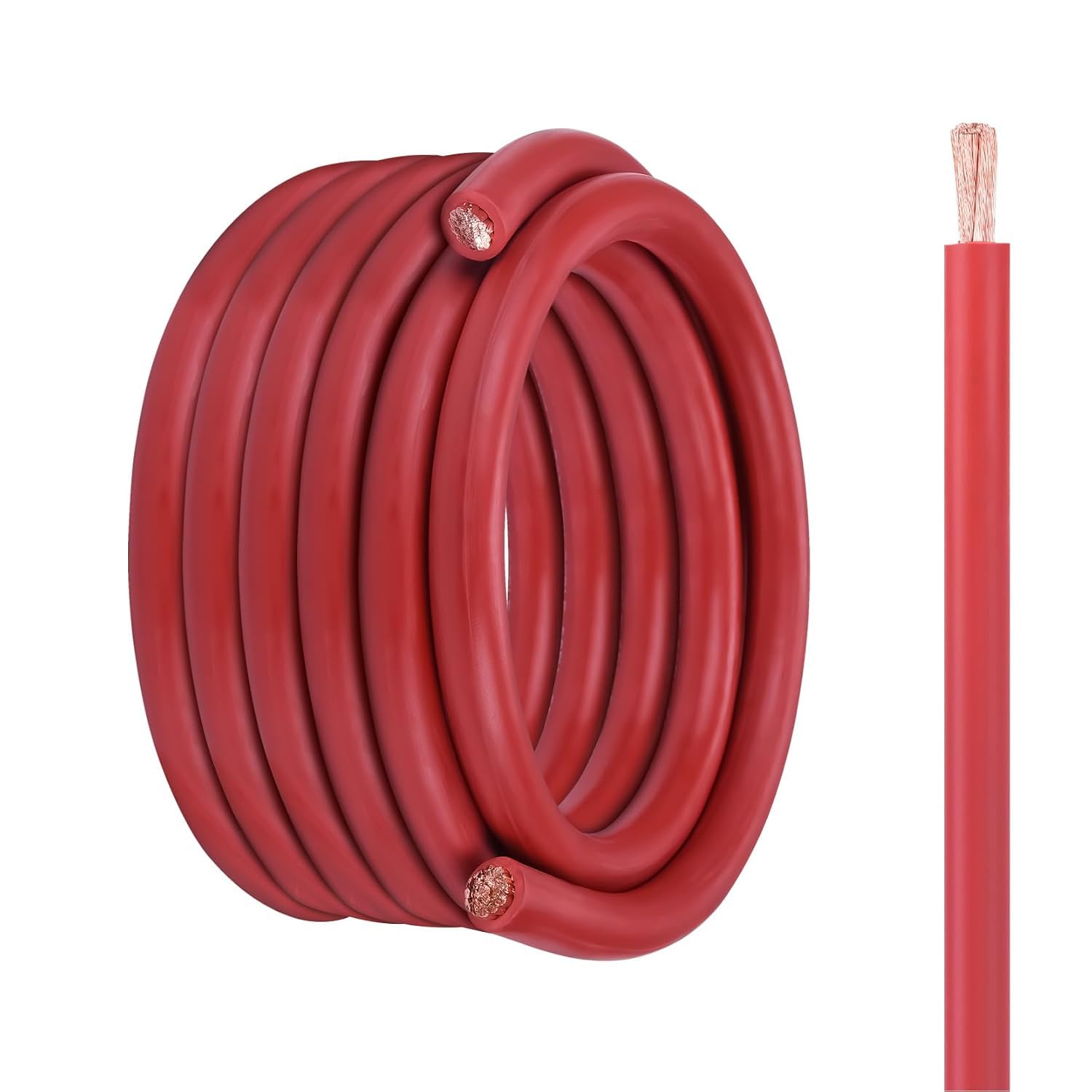 2/0 Battery Cable, 25FT Red 2/0 Wire, 2/0 Welding Cable for Automotive, Battery, Solar and Marine