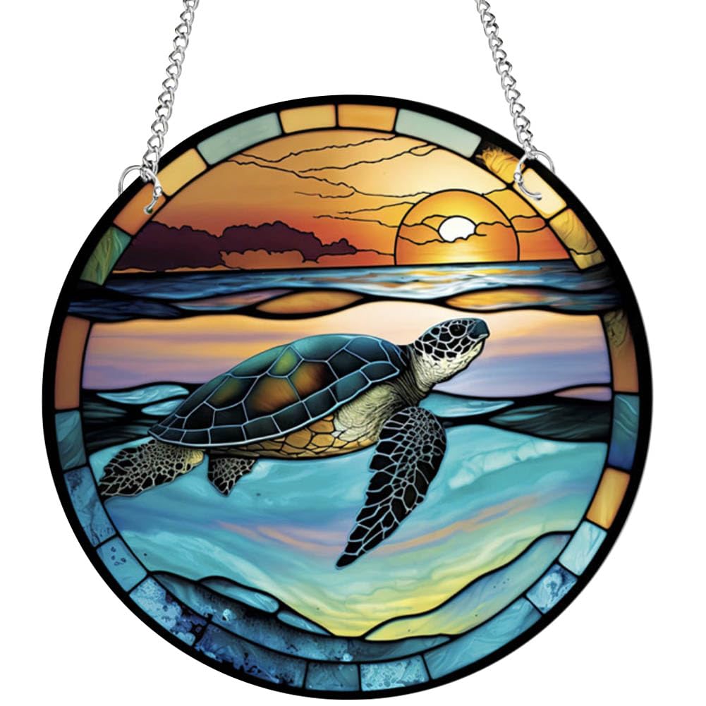 Yangshine Turtle Tortoise Acrylic Window Hanging Ornaments Stained Sea Sun Catchers For Window, Patio, Wall Home And Garden Decor