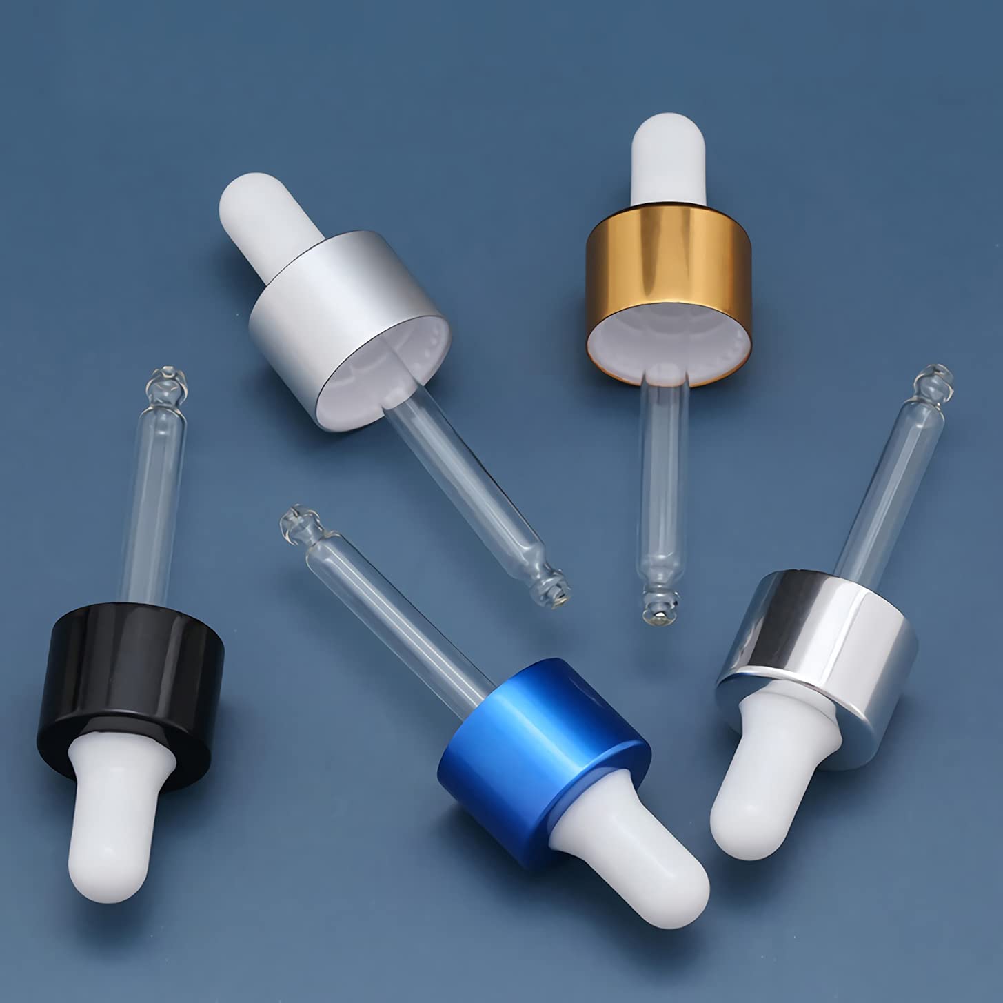 Butelka z rozpylaczem, 12 sztuk, 30 ml, pusty, okrągły, matowy, przezroczysty szklany zakraplacz ze szklanymi pipetami, srebrne fiolki z pierścieniem śrubowym do mieszanek olejków eterycznych do