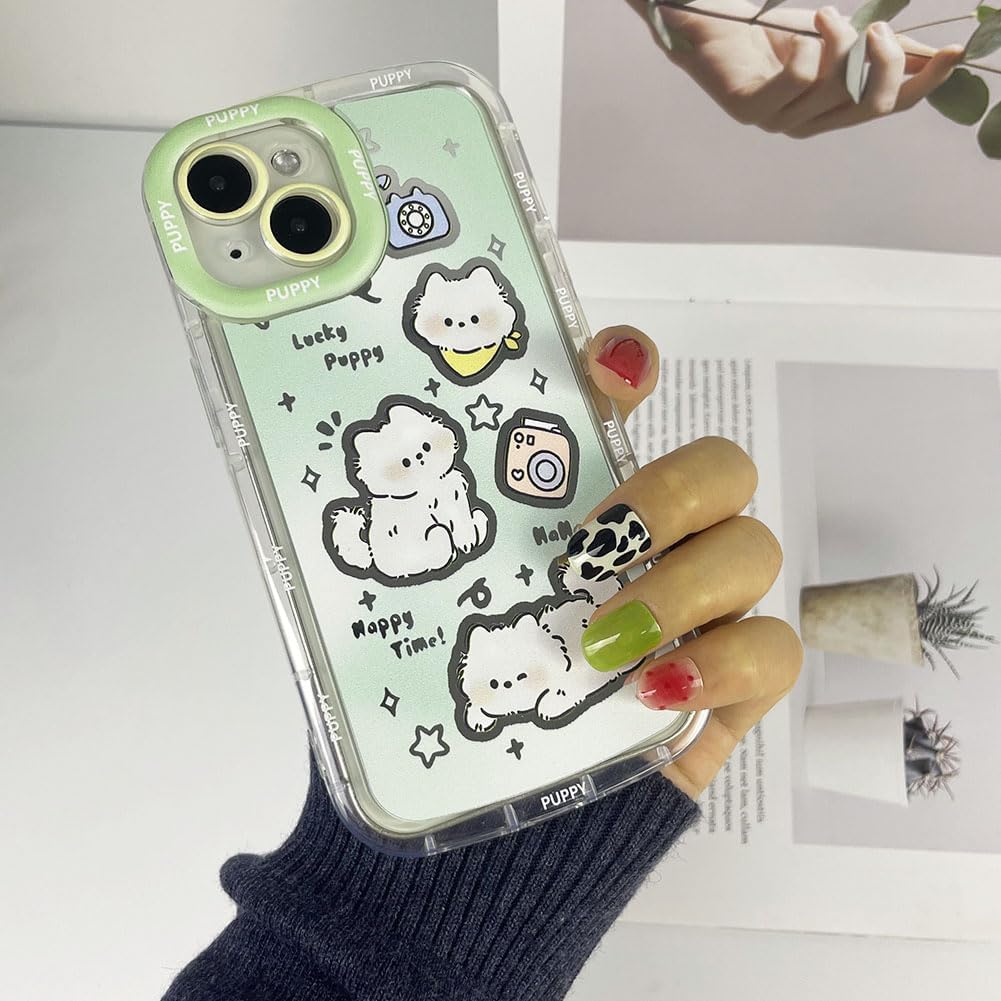 for iPhone 15 Case Animals Cartoon Pattern Soft TPU Protective Shockproof Aesthetic Phone Cover (Cat, for iPhone 15)