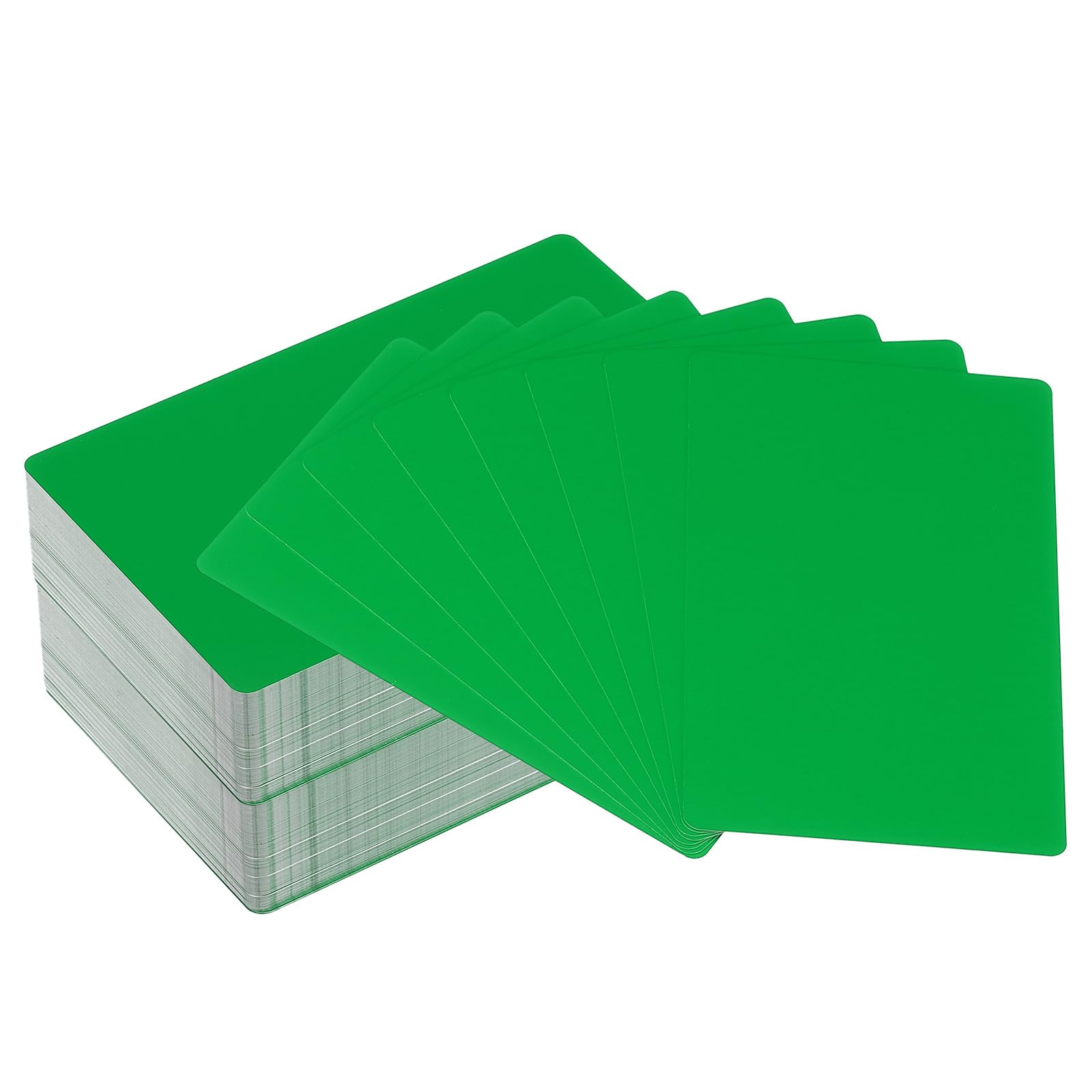 PATIKIL 300 Pack Metal Business Cards Blank, 0.21mm Thick 3.4x2.1 Inch Aluminum Laser Engrave Printable Name Card for Custom DIY Green