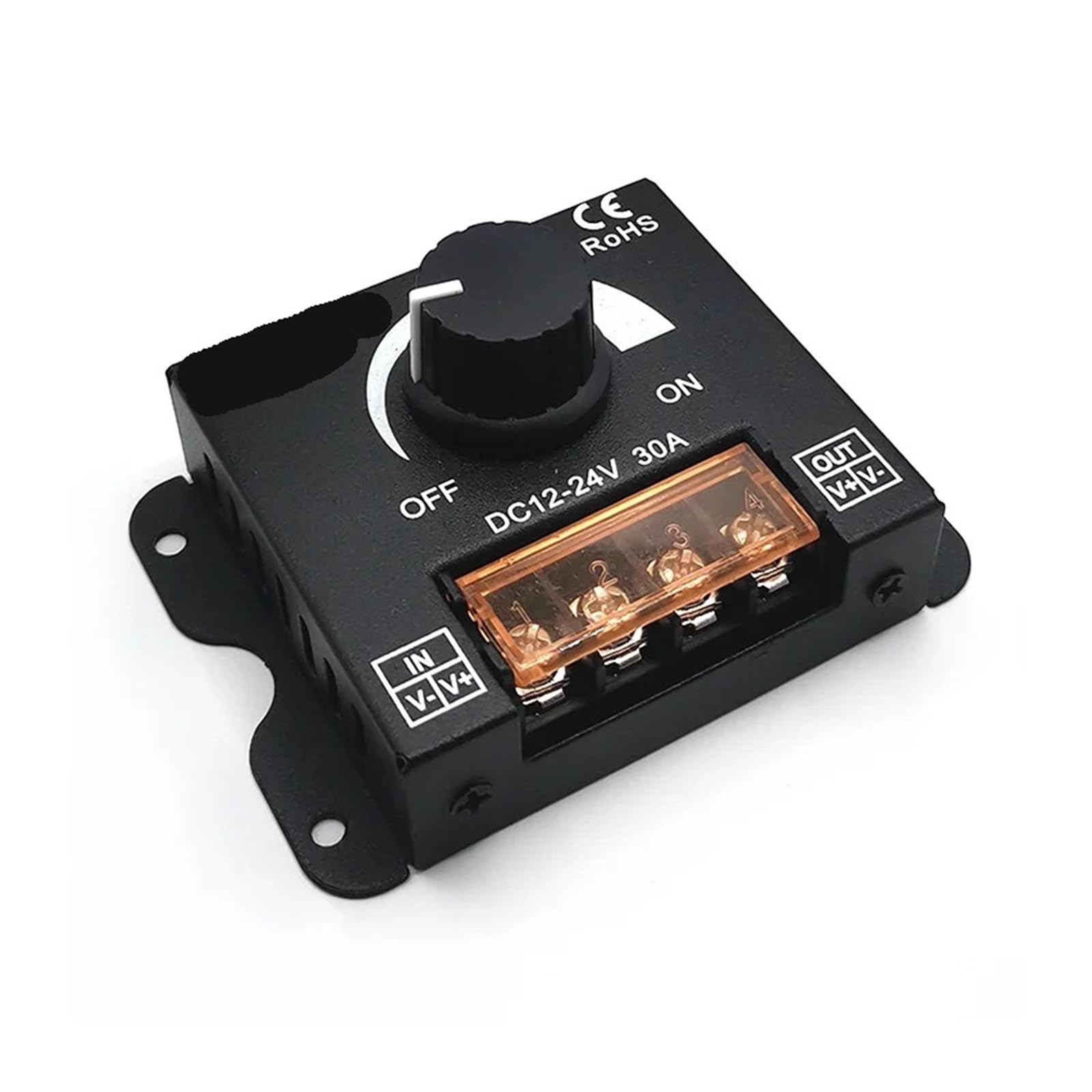 JJKKOZVQF DC 12V 24V LED Dimmer Switch 12V 24V 30A 360W Regulator Adjustable Controller For LED Strip Light Light Modulator Lamp(12V-24V 30A Aluminum)
