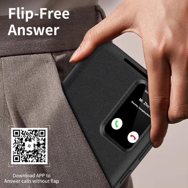 Image of Smart View Wallet Case for Samsung Galaxy S25 Ultra - Premium PU Leather Flip Cover with Mini Display Window, Internal Card Slot. (Black, Samsung Galaxy S24 Ultra)
