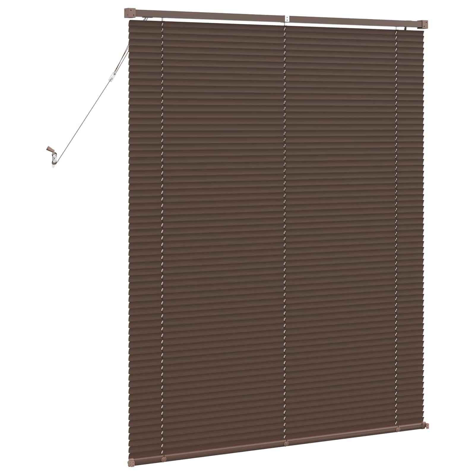 Persiana marrone scuro con motivo 150 x 120 cm, in robusto PVC, design moderno con asta girevole, clip di sicurezza e kit di montaggio per ufficio, soggiorno e camera da letto