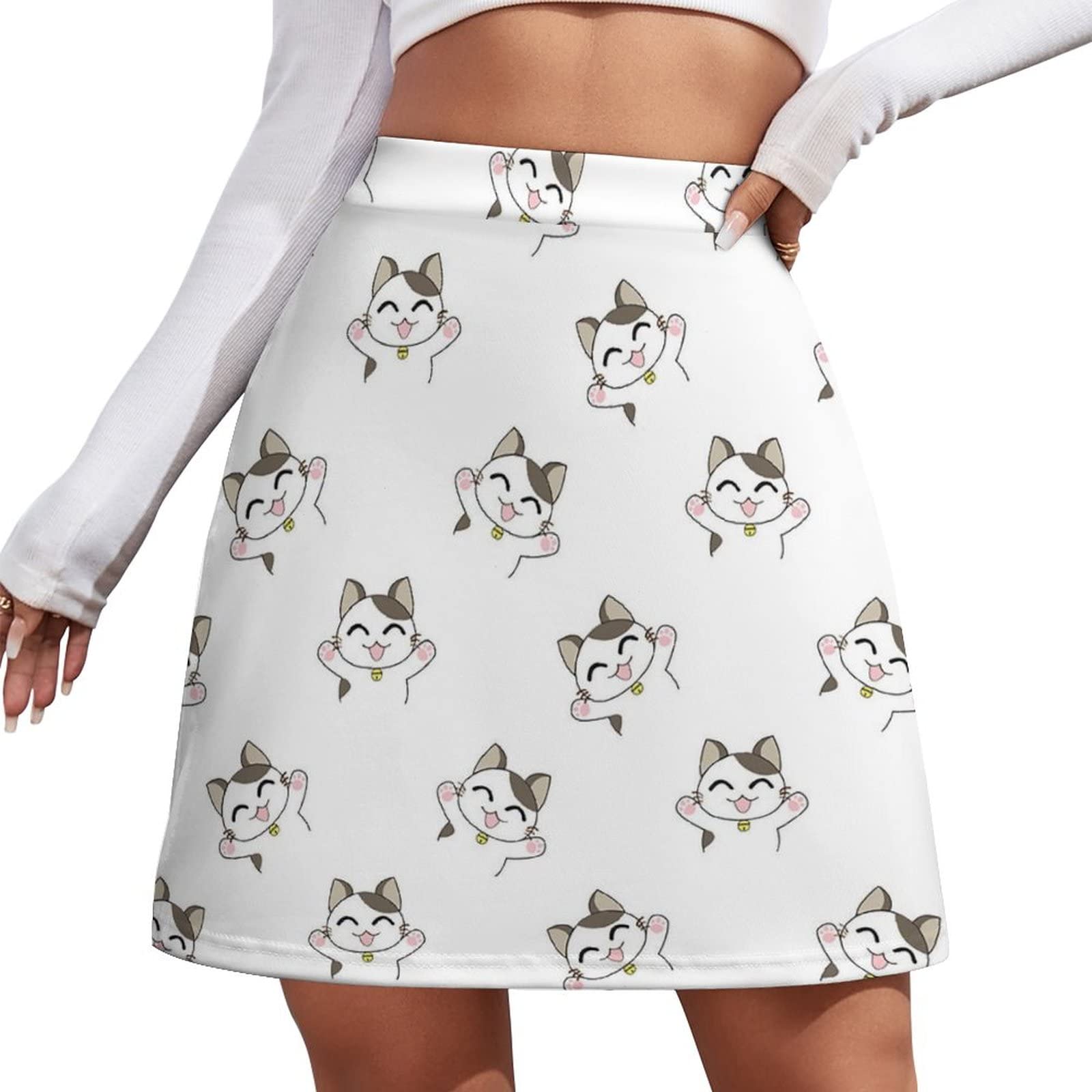 Amazon.co.jp: 短いスカート かわいい 幸運な猫 猫柄 スカート 制服 