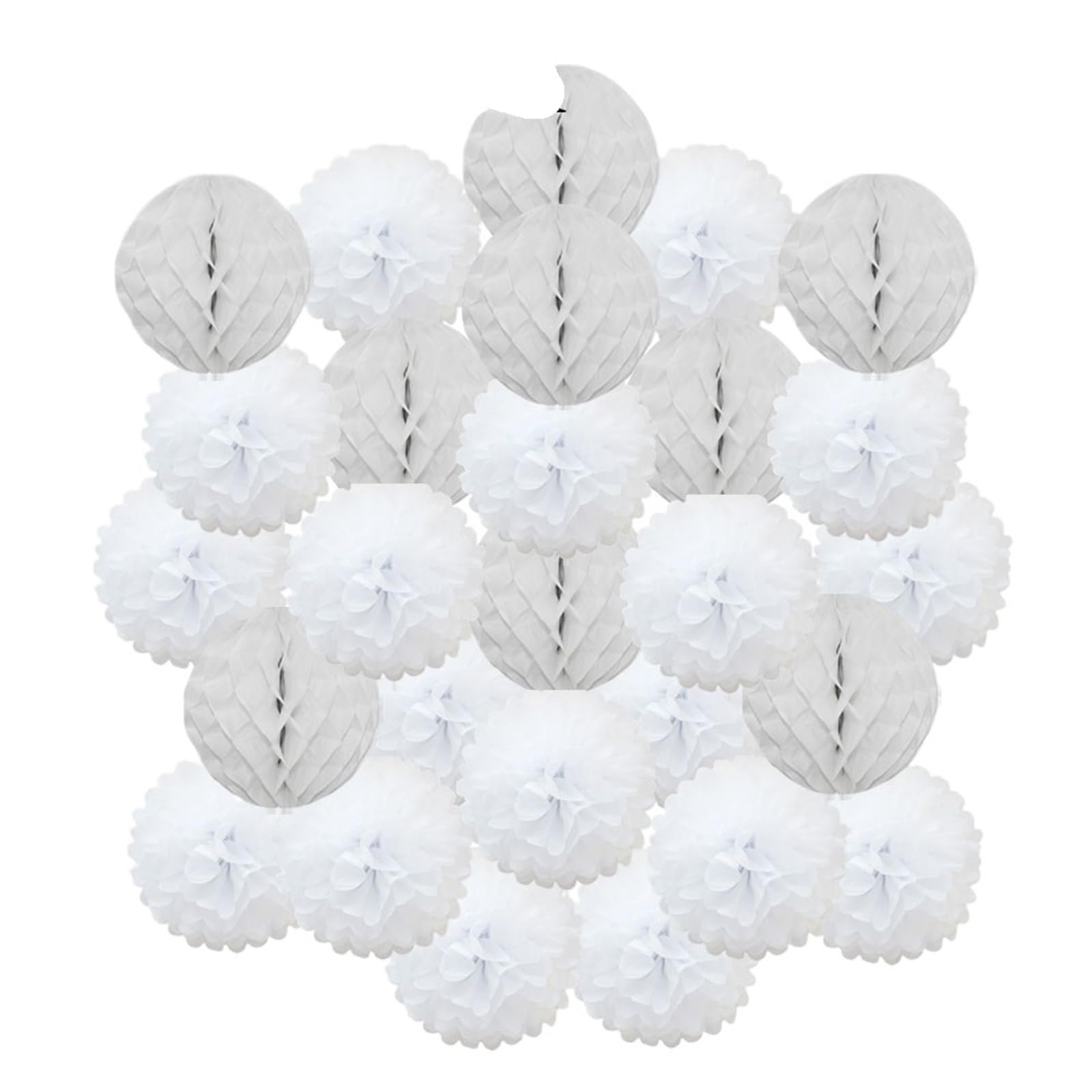 Paper Pom Poms Wedding Ceremony DIY Decoration Hanging Round Ball Honeycomb Paper Pompom for Baptism Birthday Party Favor(White Set,10inch(25cm))