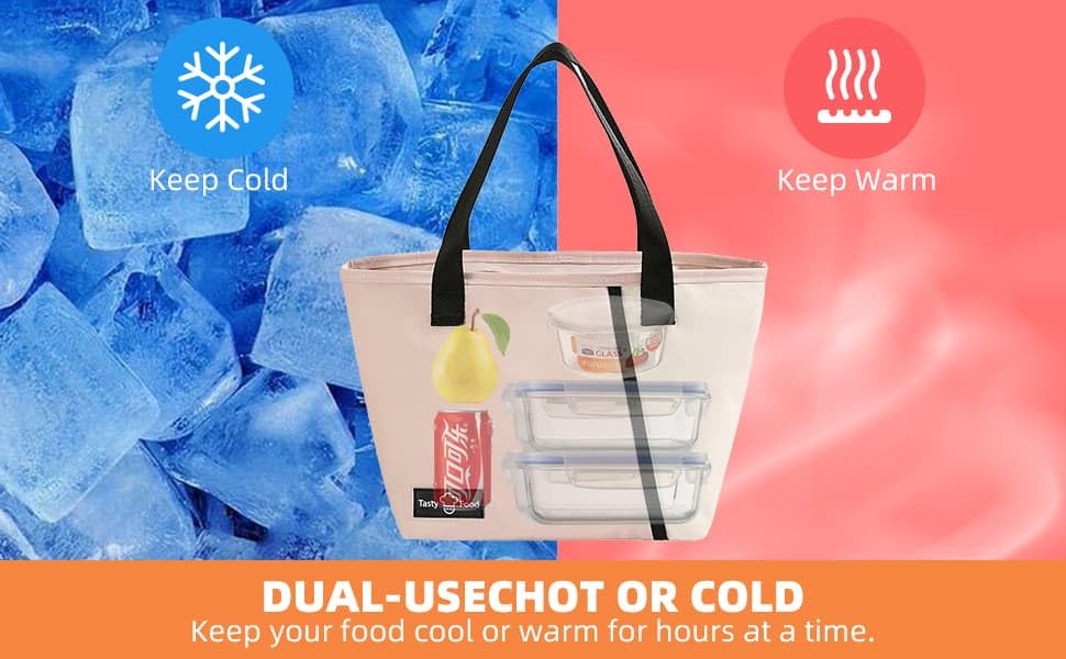 Image of Insulated Lunch Bag Leakproof Tote for Work, School, Travel, and Picnics Perfect for Women and Men(Black) Nylon, 16.2 Liters (SEA Blue)
