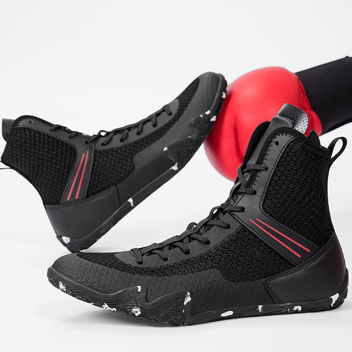 Scarpe da Boxe & Wrestling Professionali Stivali da Boxe per Uomo Donna per Sollevamento Pesi, Palestra, Squat Stacco