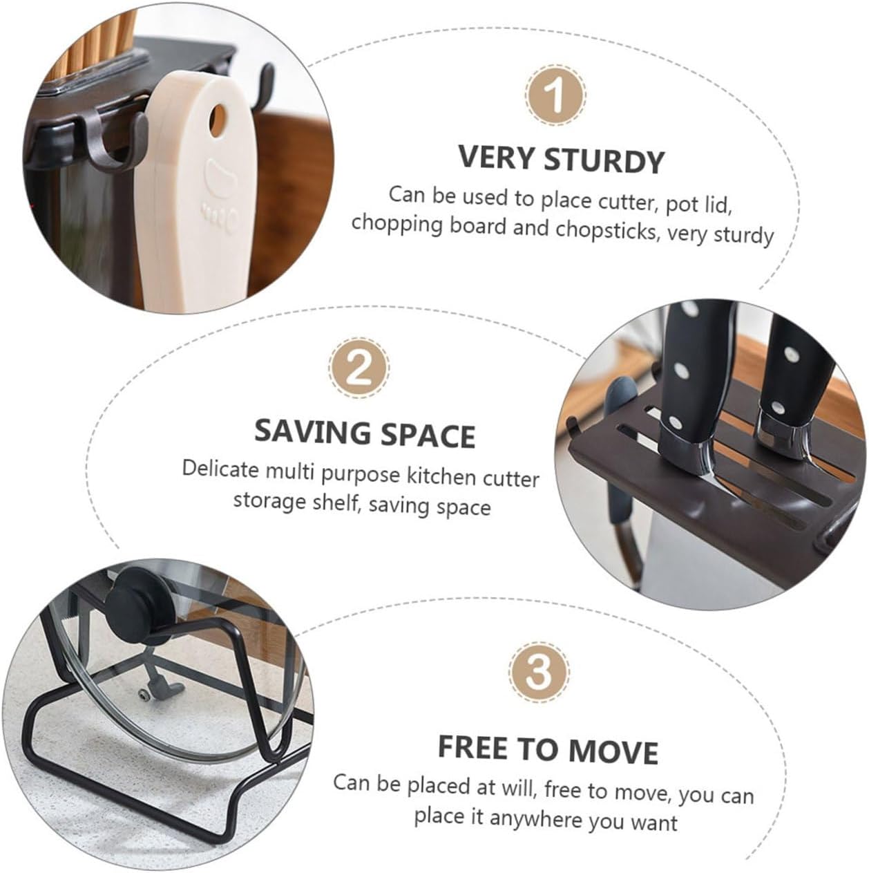 Kitchen Utensil Holder Rack for Cutting Board Chopstick Storage Shelf Black