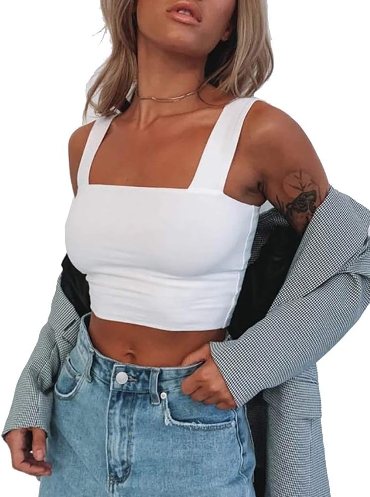 AbardsionWomen's Sexy Sleeveless Skinny Basic Strappy Crop Tank Tops 2024
