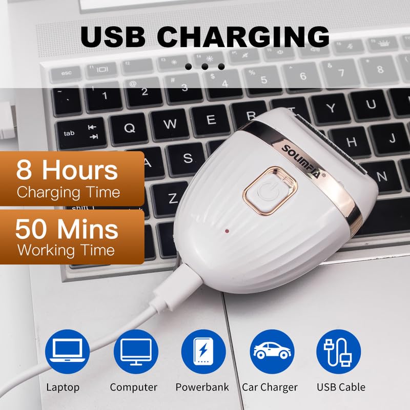 SOLIMPIA HT-559 Professional lady shaver for skin friendly painless shaving system Epilator Razor Face Leg Arm Body Bikini Armpit Hair Remover, USB C Rechargeable, Cordless Electric Epilator, White 6 61nF VIUEuL