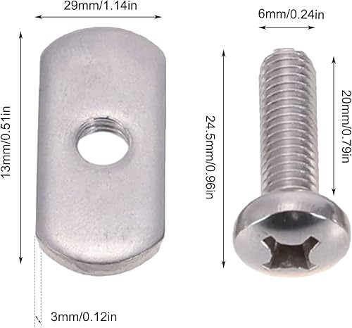 Miniatura 2 de Kit de repuesto de acero inoxidable para riel de kayakriel de riel y tuercas de riel, accesorios de montaje de engranajes, para kayaks, canoas,