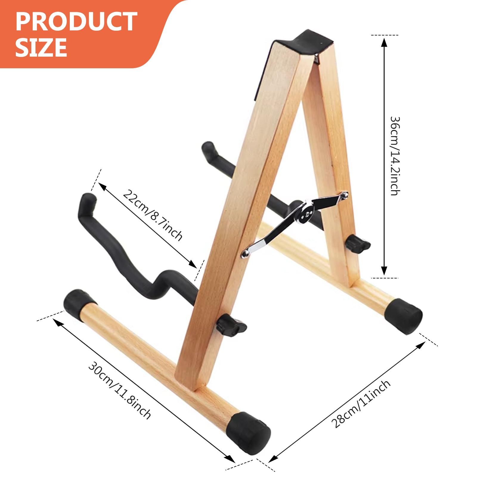 PORFOYO Soporte de madera ajustable para guitarra acústica, guitarra eléctrica y bajo, soporte plegable universal con marco A para violonchelo y ukelele
