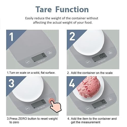 Miniatura 9 de NUTRI FIT Báscula de cocina, báscula de cocina, peso digital, gramos y onzas para hornear y cocinar, báscula de pesaje, control de porciones, máximo